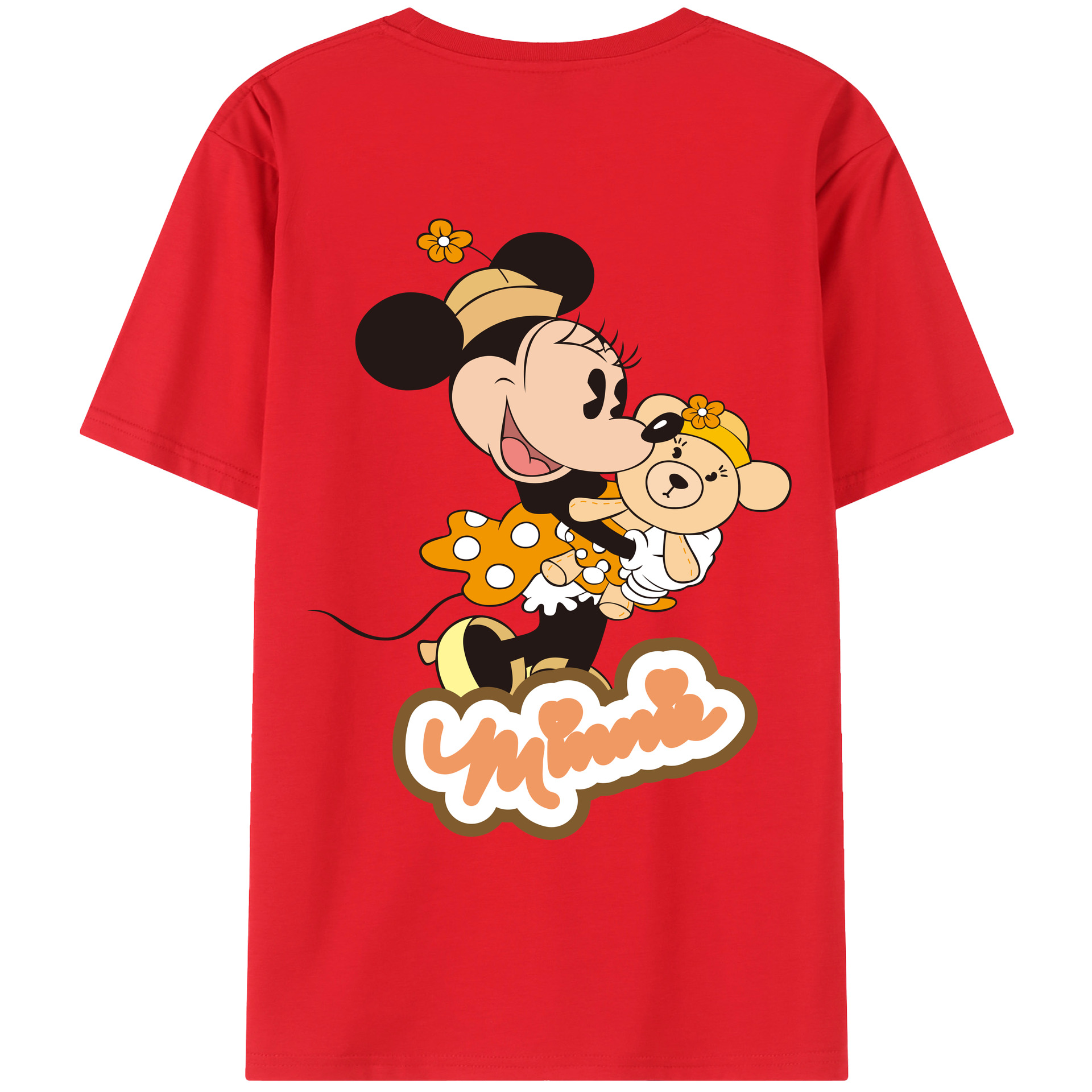 ミッキーマウス Mickey Mouse 綿100％ メンズ半袖Tシャツ（バックプリント） 通気性