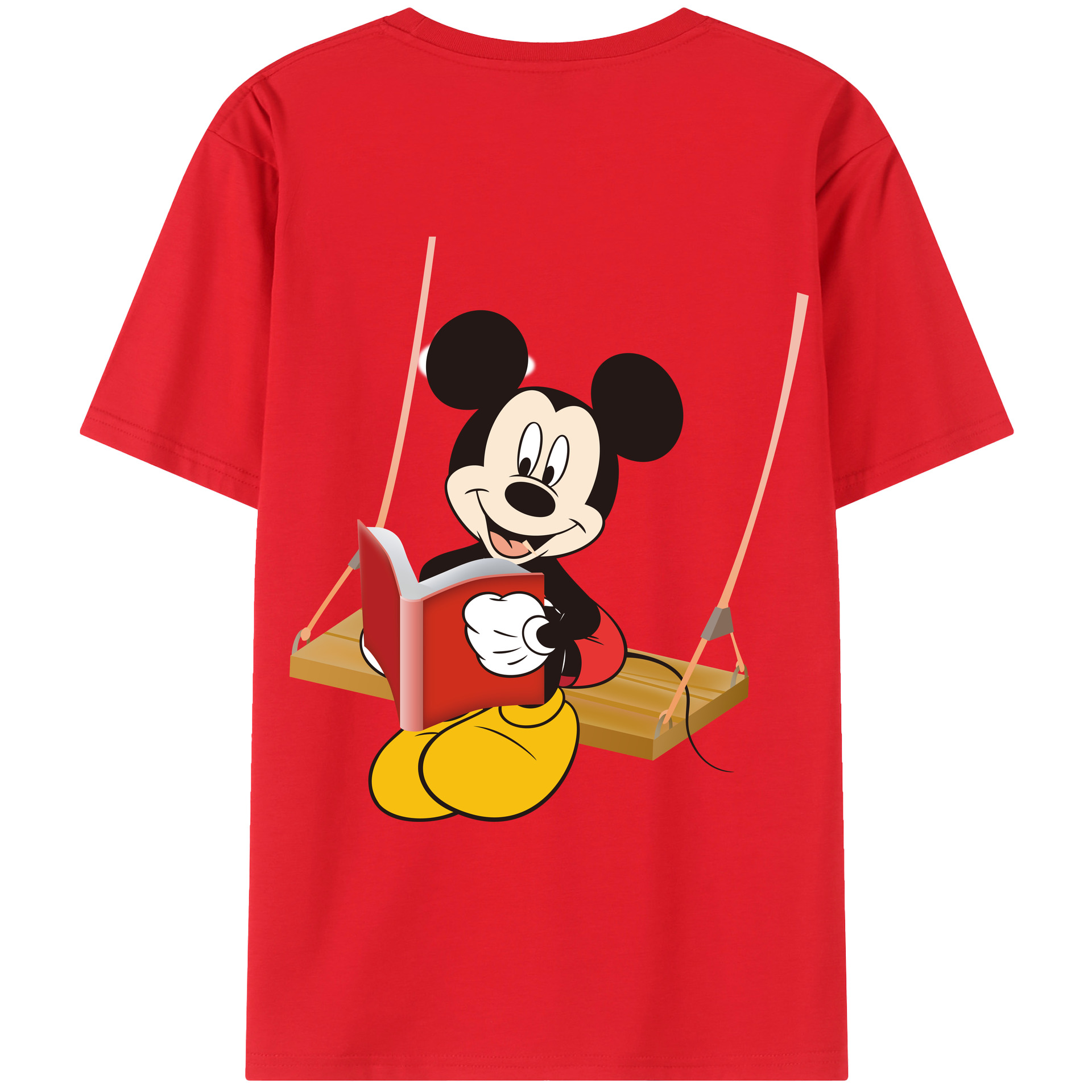 ミッキーマウス Mickey Mouse 綿100％ メンズ半袖Tシャツ（バックプリント） 通気性