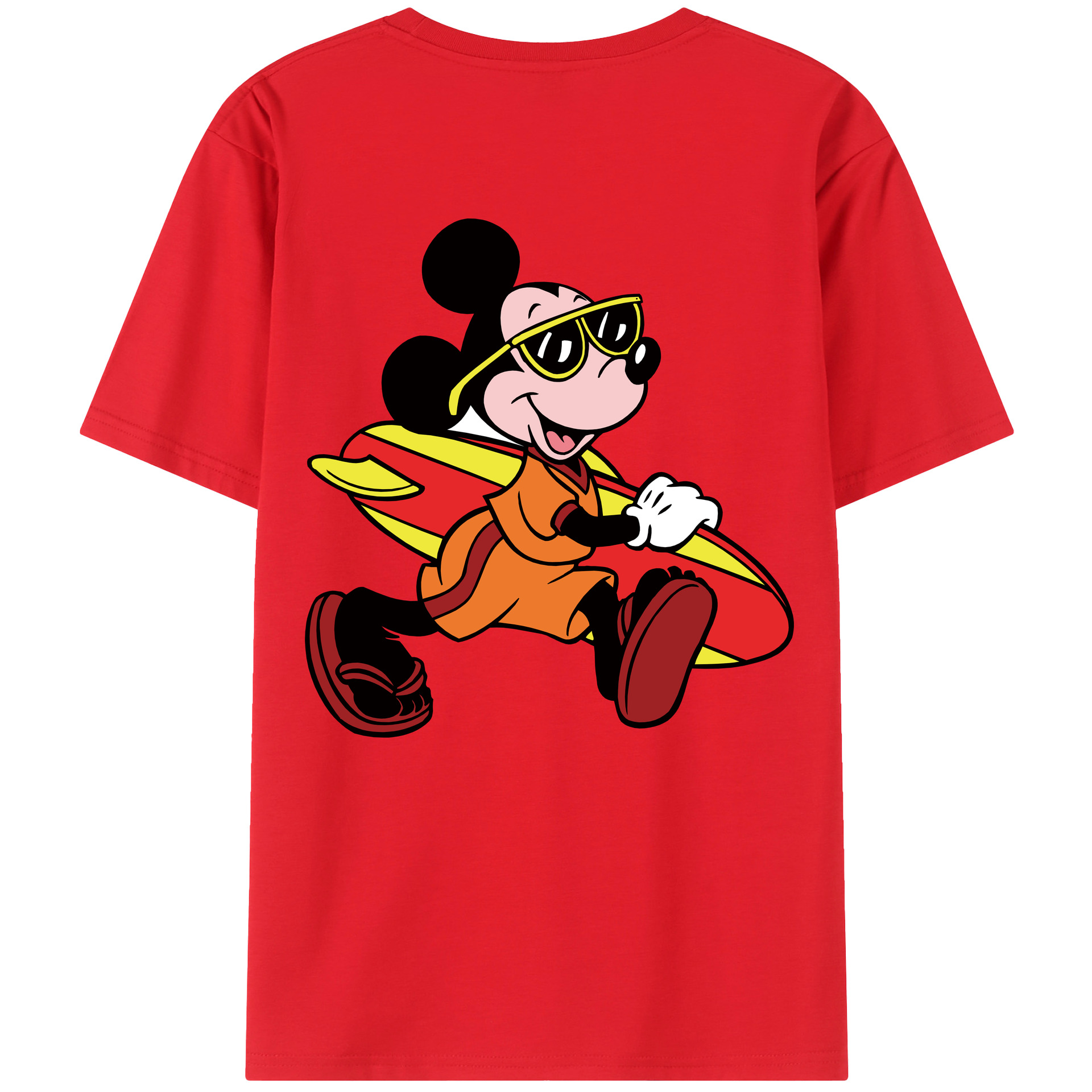 ミッキーマウス Mickey Mouse 綿100％ メンズ半袖Tシャツ（バックプリント） 通気性