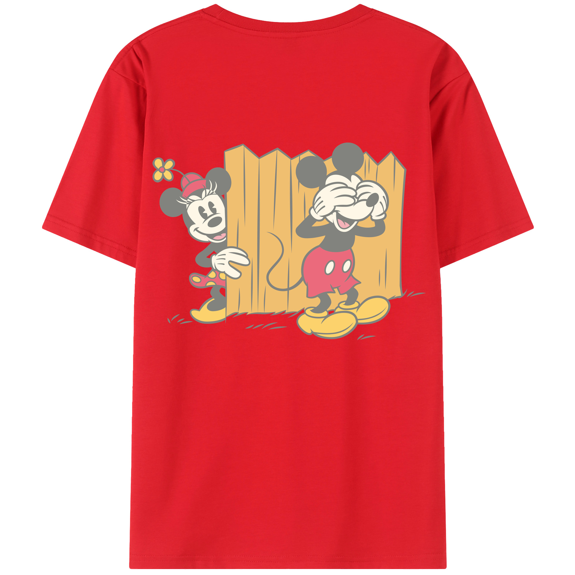 ミッキーマウス Mickey Mouse 綿100％ メンズ半袖Tシャツ（バックプリント） 通気性