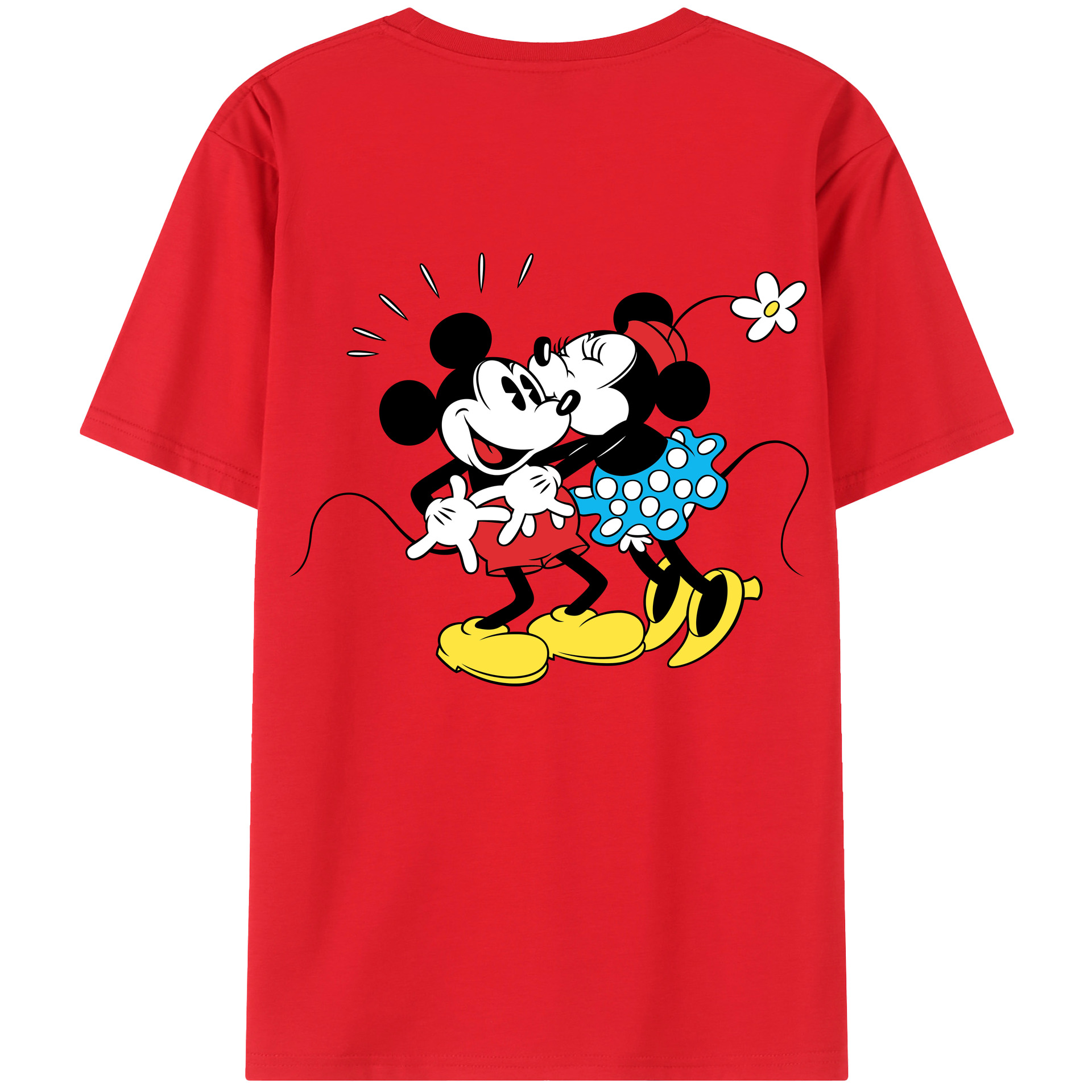 ミッキーマウス Mickey Mouse 綿100％ メンズ半袖Tシャツ（バックプリント） 通気性