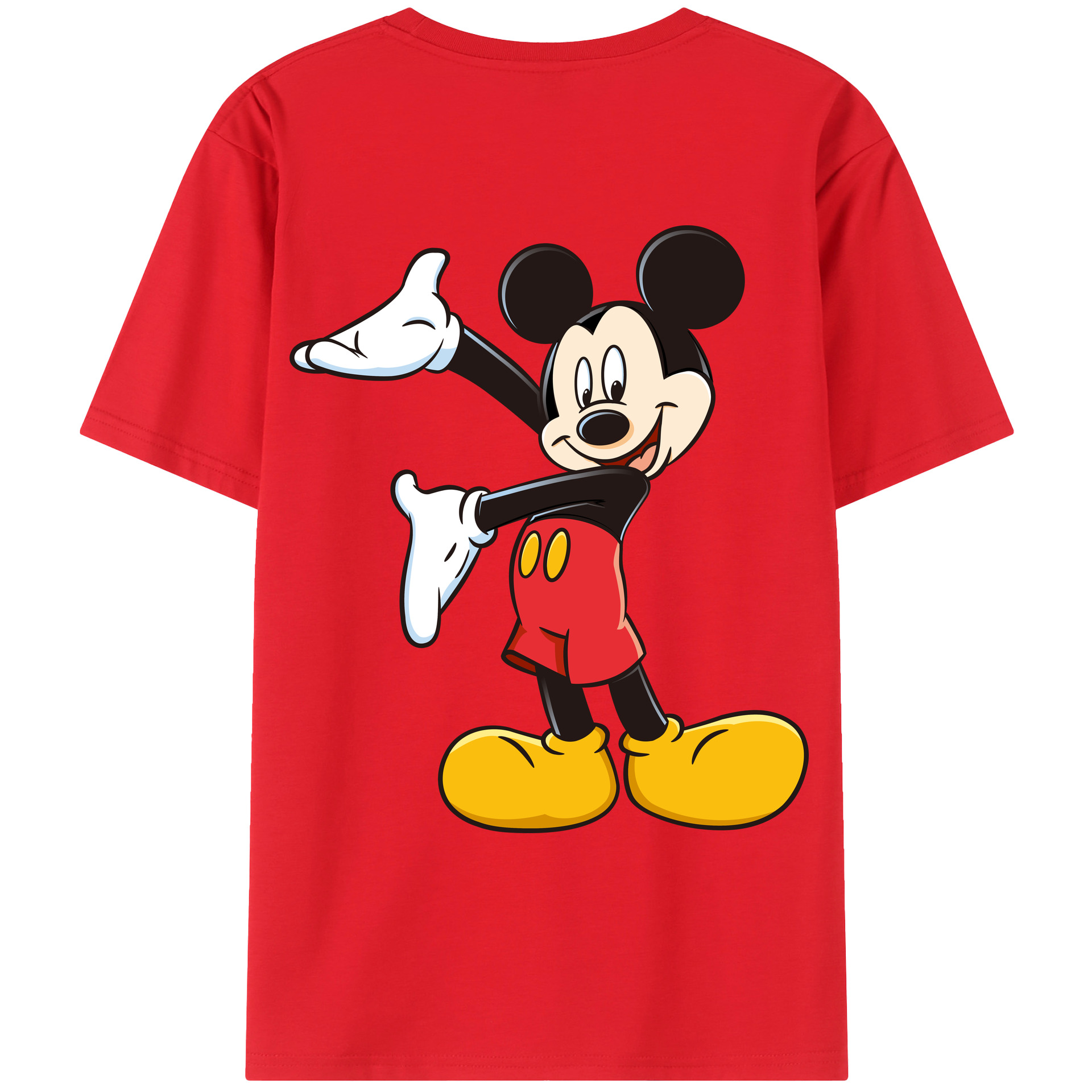 （画像用） ミッキーマウス Mickey Mouse 綿100％ メンズ半袖Tシャツ（バックプリント） 通気性