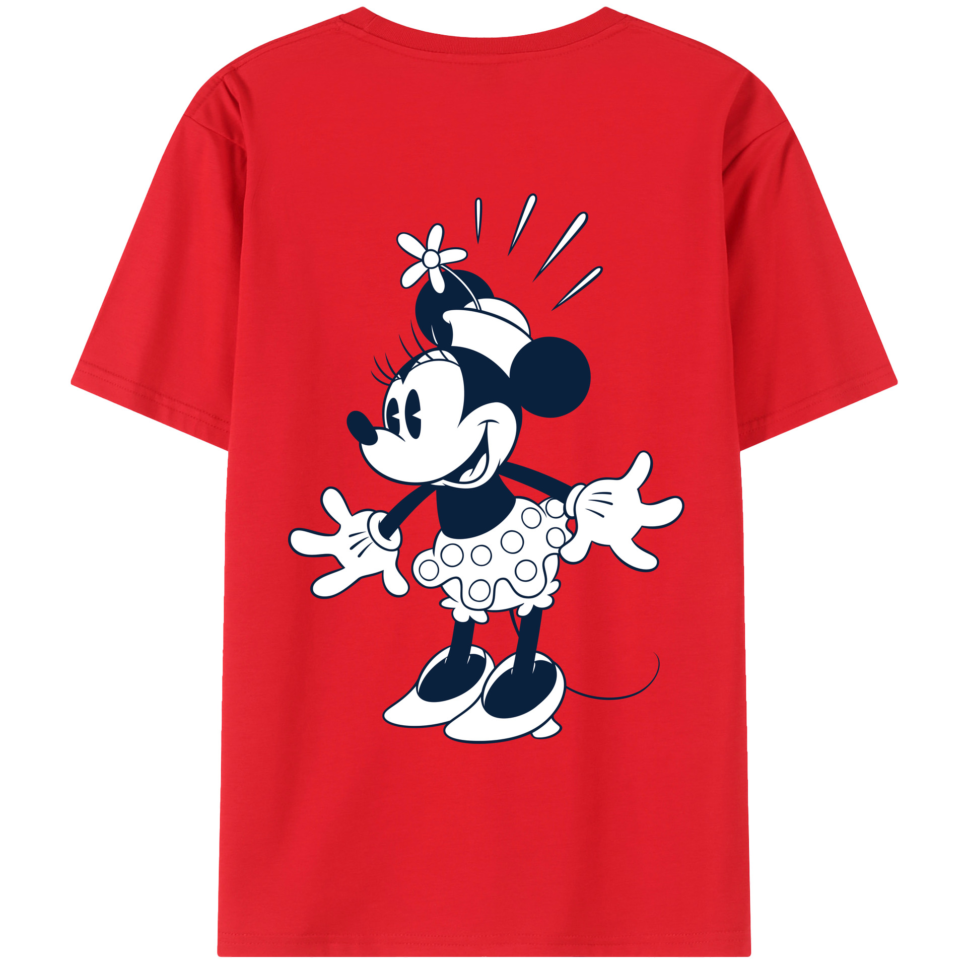 ミッキーマウス Mickey Mouse 綿100％ メンズ半袖Tシャツ（バックプリント） 通気性