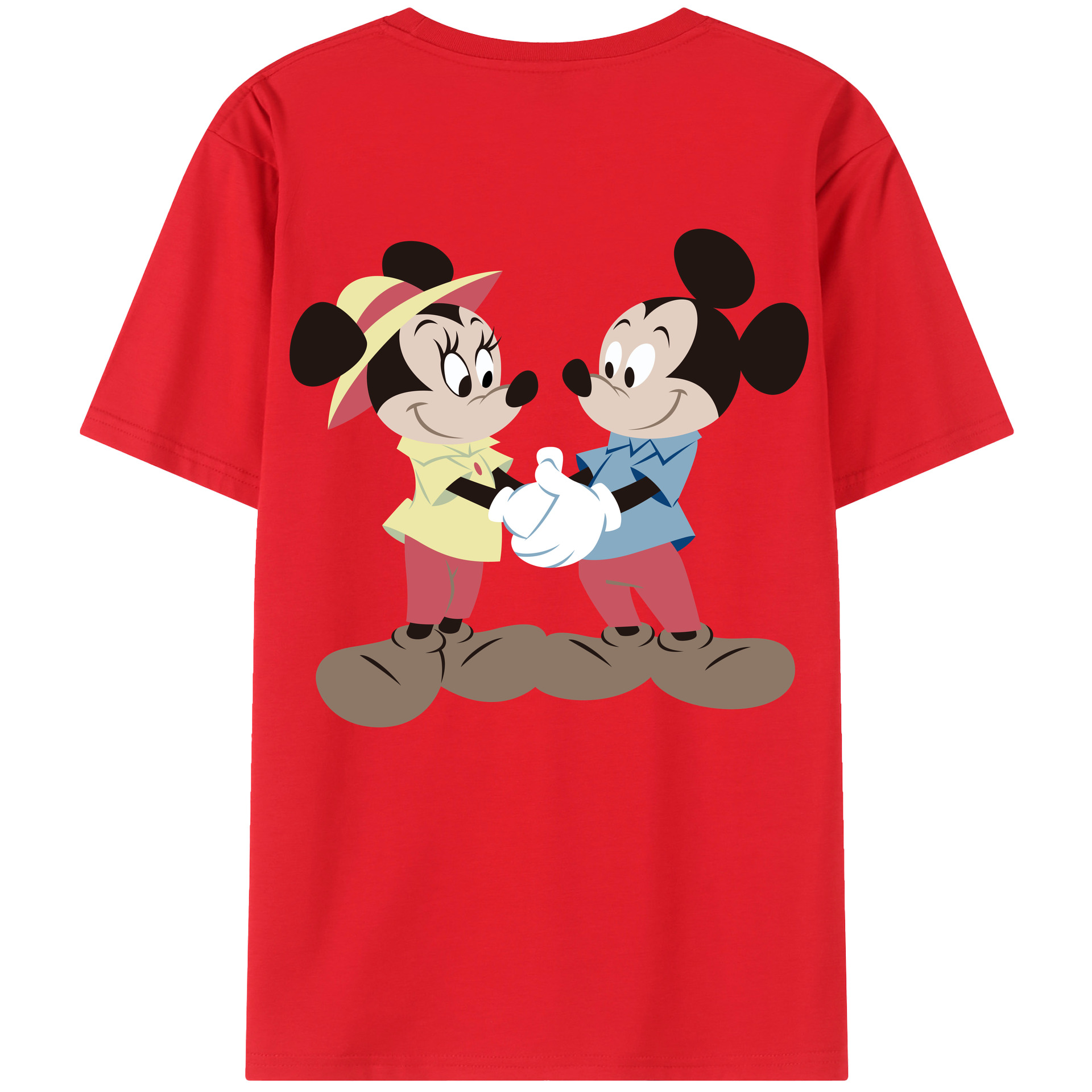（画像用） ミッキーマウス Mickey Mouse 綿100％ メンズ半袖Tシャツ（バックプリント） 通気性