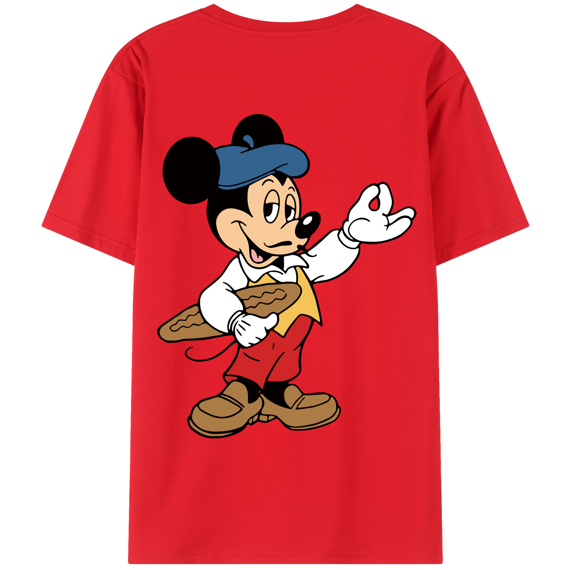 ミッキーマウス Mickey Mouse 綿100％ メンズ半袖Tシャツ（バックプリント） 通気性