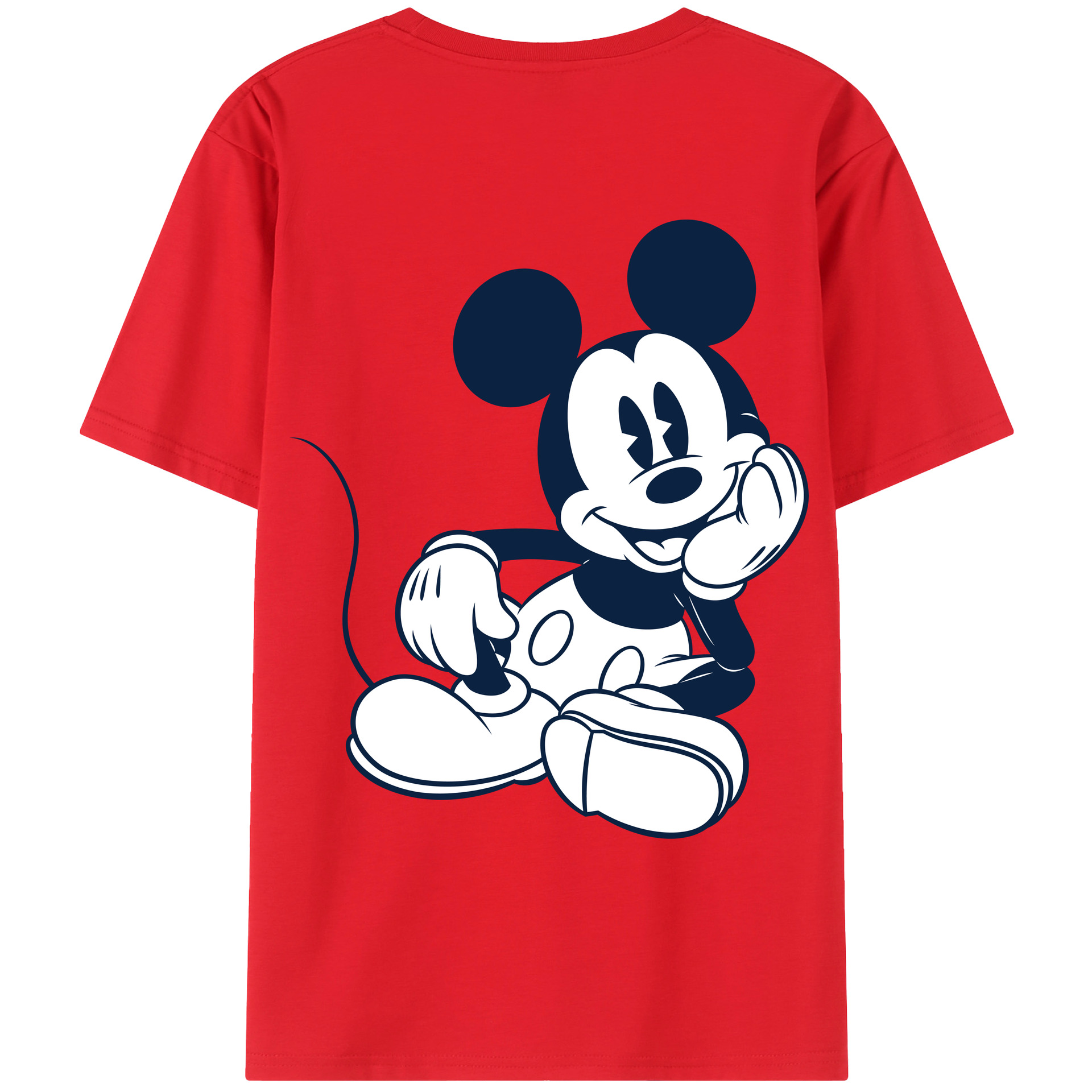 ミッキーマウス Mickey Mouse 綿100％ メンズ半袖Tシャツ（バックプリント） 通気性