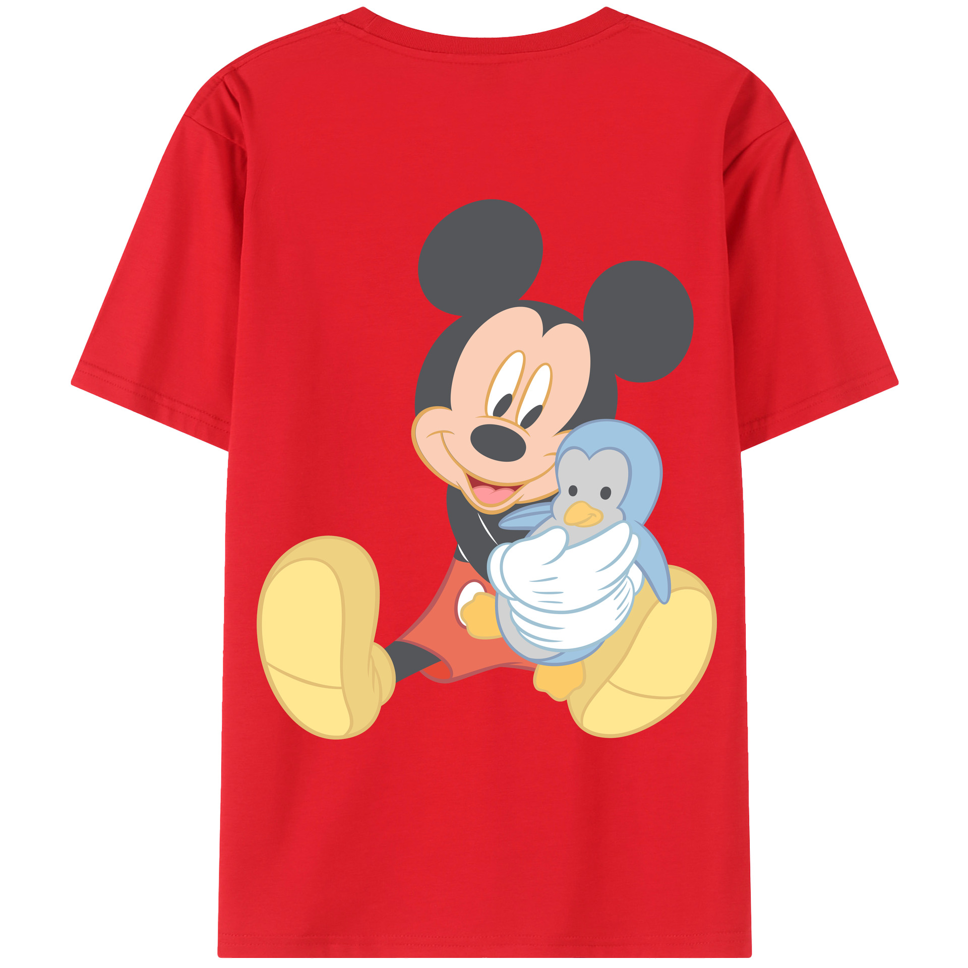 ミッキーマウス Mickey Mouse 綿100％ メンズ半袖Tシャツ（バックプリント） 通気性