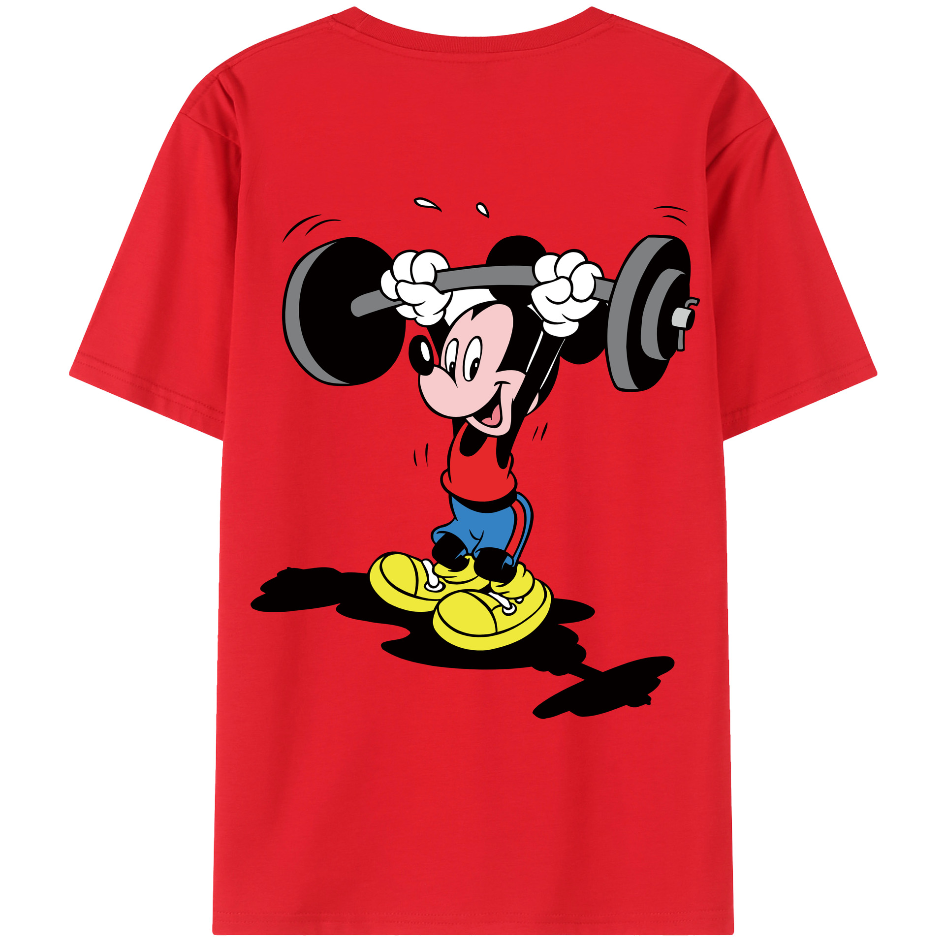 ミッキーマウス Mickey Mouse 綿100％ メンズ半袖Tシャツ（バックプリント） 通気性