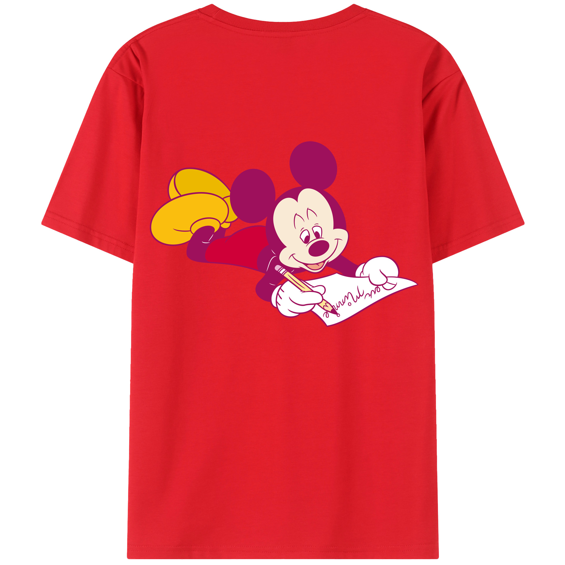 ミッキーマウス Mickey Mouse 綿100％ メンズ半袖Tシャツ（バックプリント） 通気性