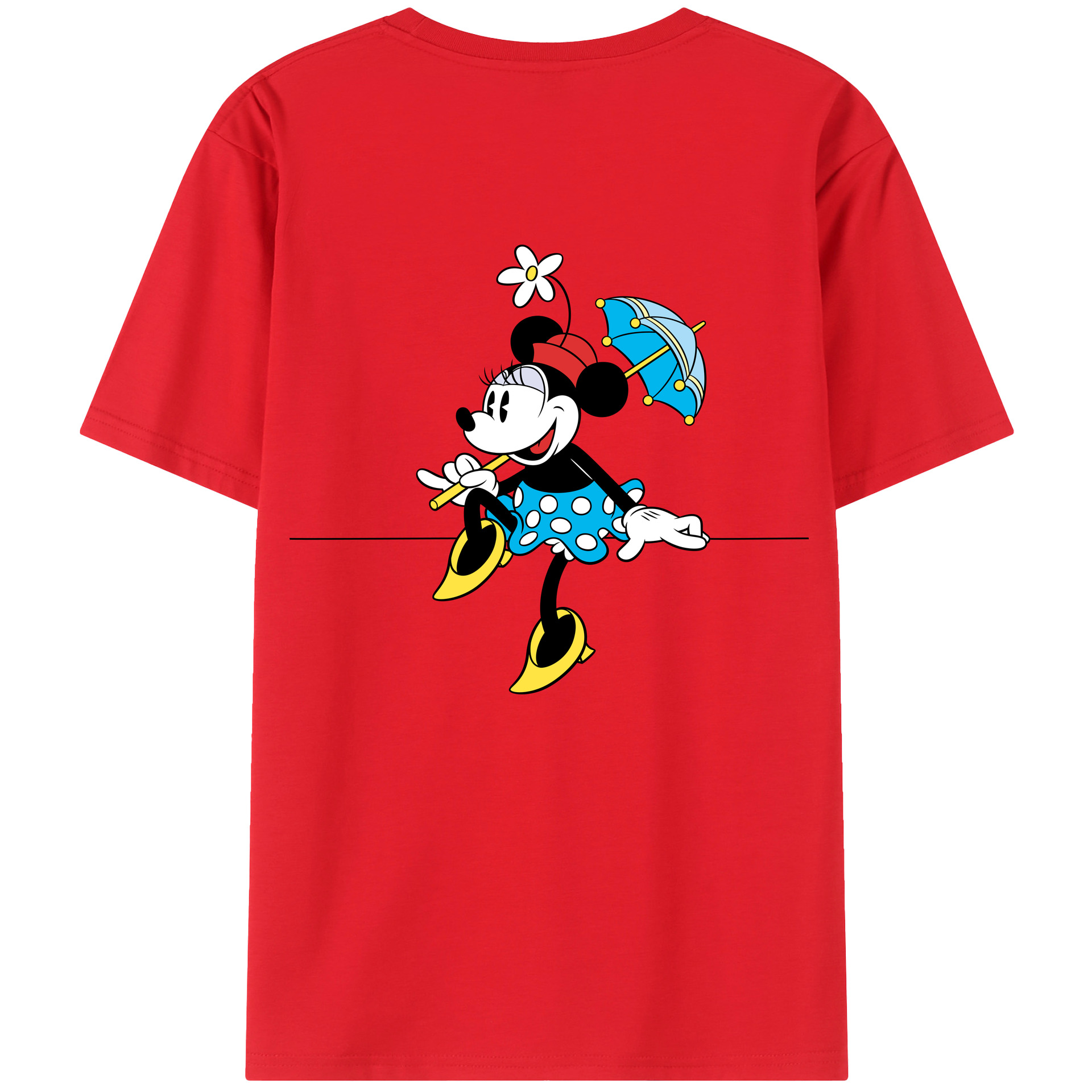 ミッキーマウス Mickey Mouse 綿100％ メンズ半袖Tシャツ（バックプリント） 通気性