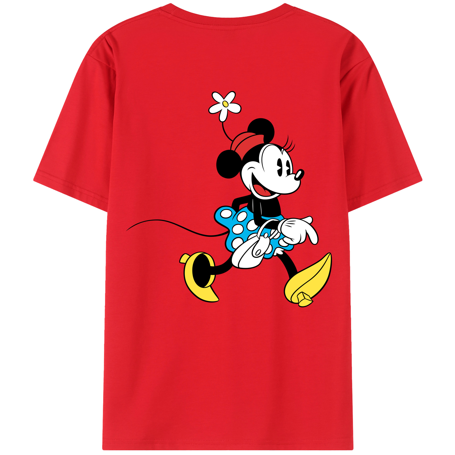 ミッキーマウス Mickey Mouse 綿100％ メンズ半袖Tシャツ（バックプリント） 通気性