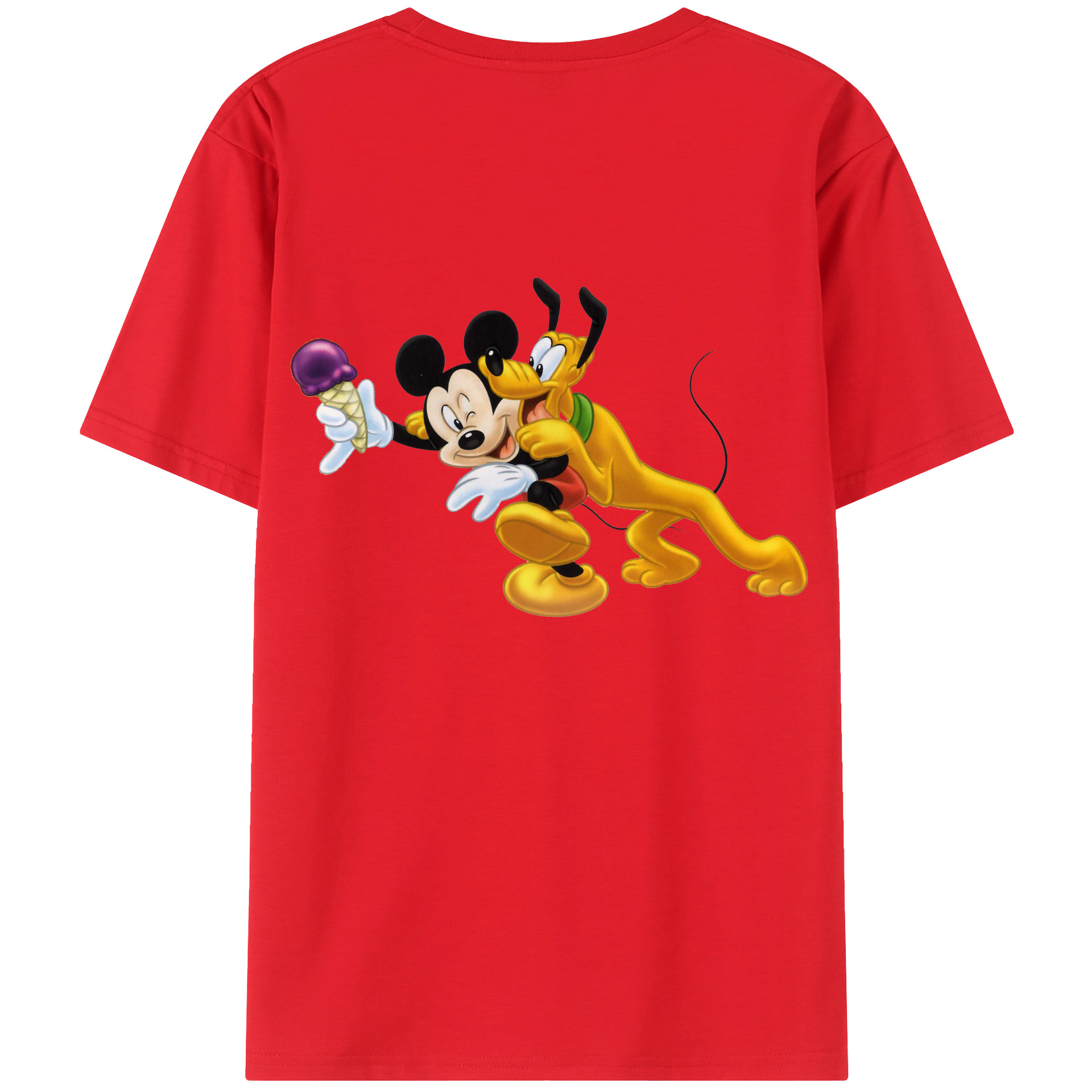 ミッキーマウス Mickey Mouse 綿100％ メンズ半袖Tシャツ（バックプリント） 通気性