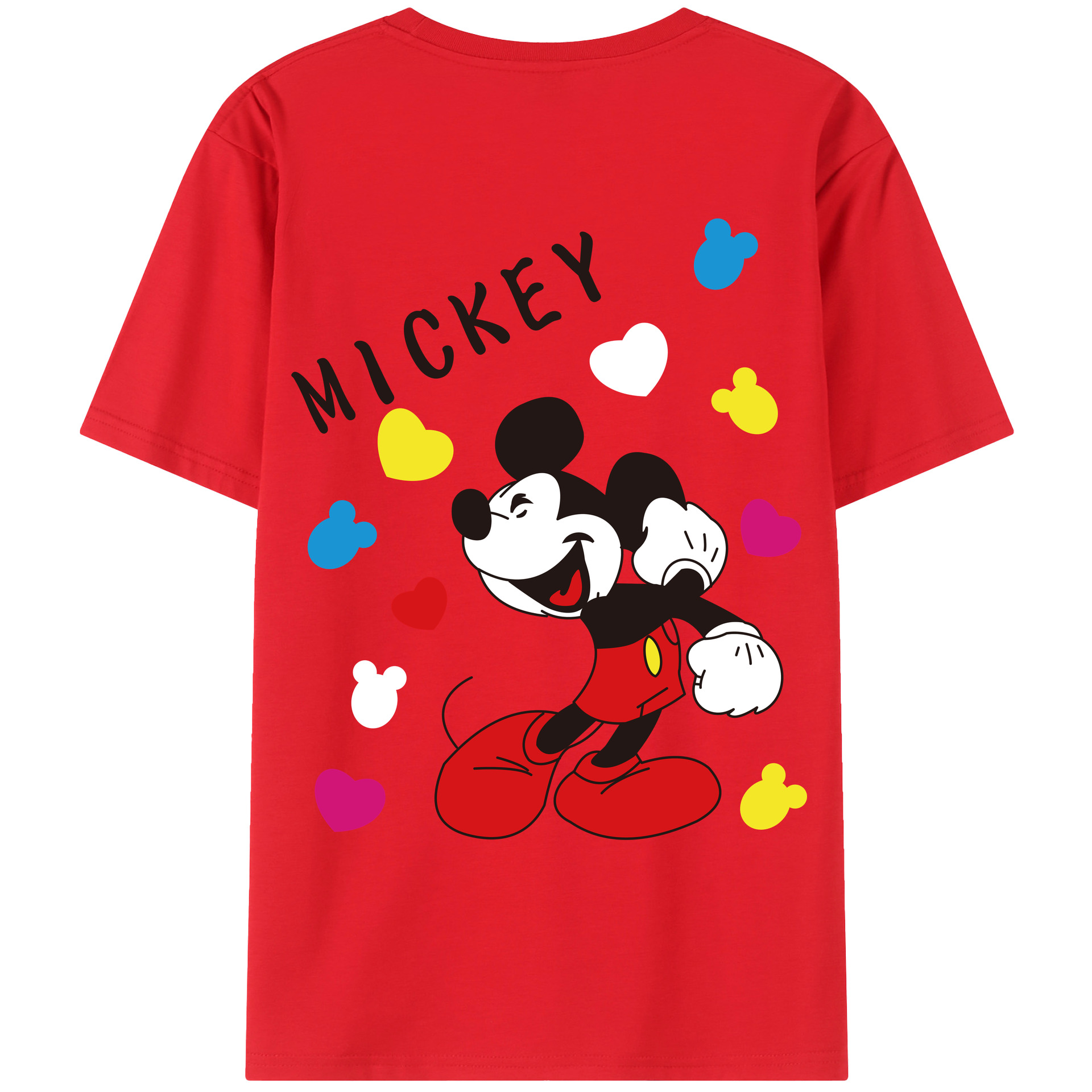 ミッキーマウス Mickey Mouse 綿100％ メンズ半袖Tシャツ（バックプリント） 通気性
