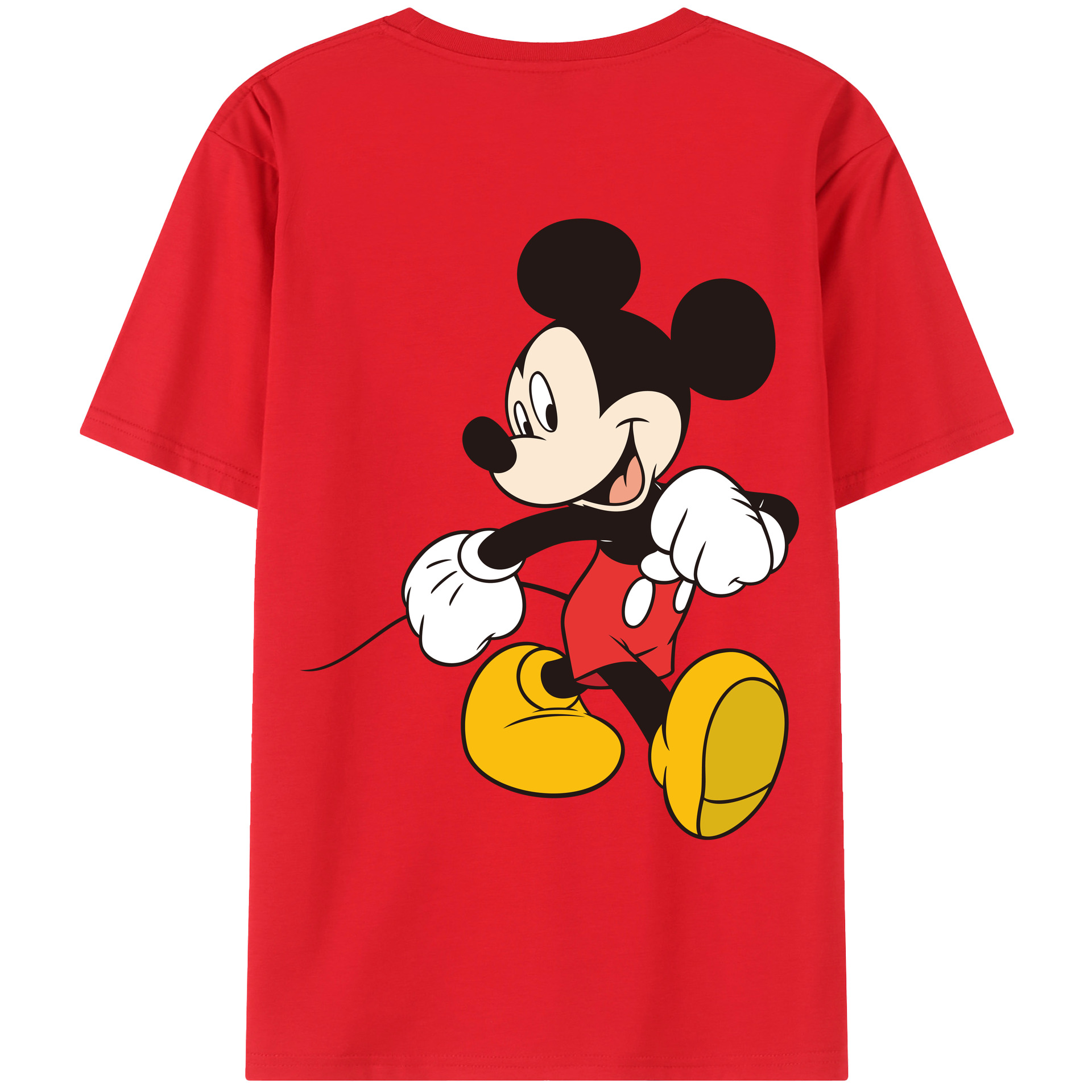 ミッキーマウス Mickey Mouse 綿100％ メンズ半袖Tシャツ（バックプリント） 通気性