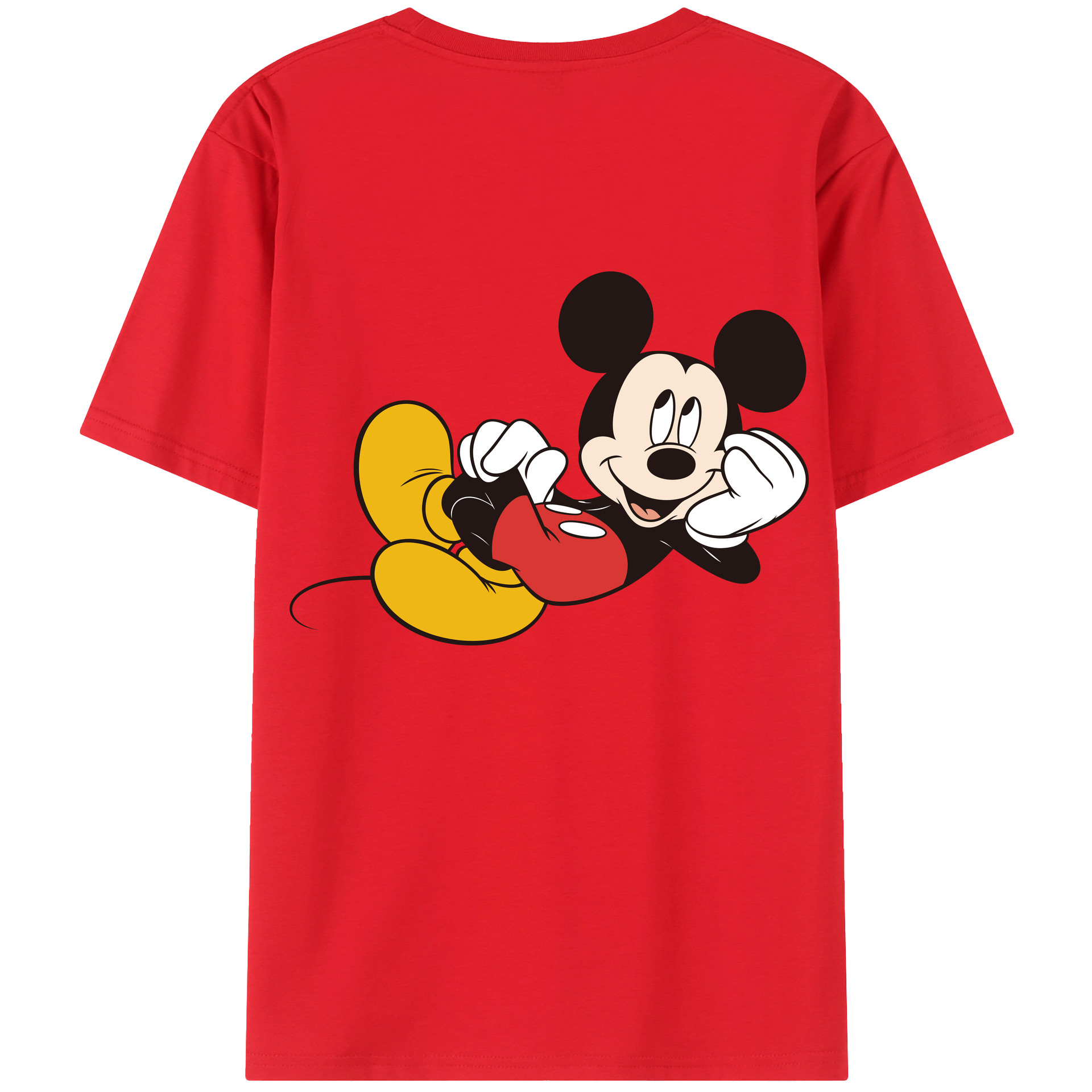 ミッキーマウス Mickey Mouse 綿100％ メンズ半袖Tシャツ（バックプリント） 通気性