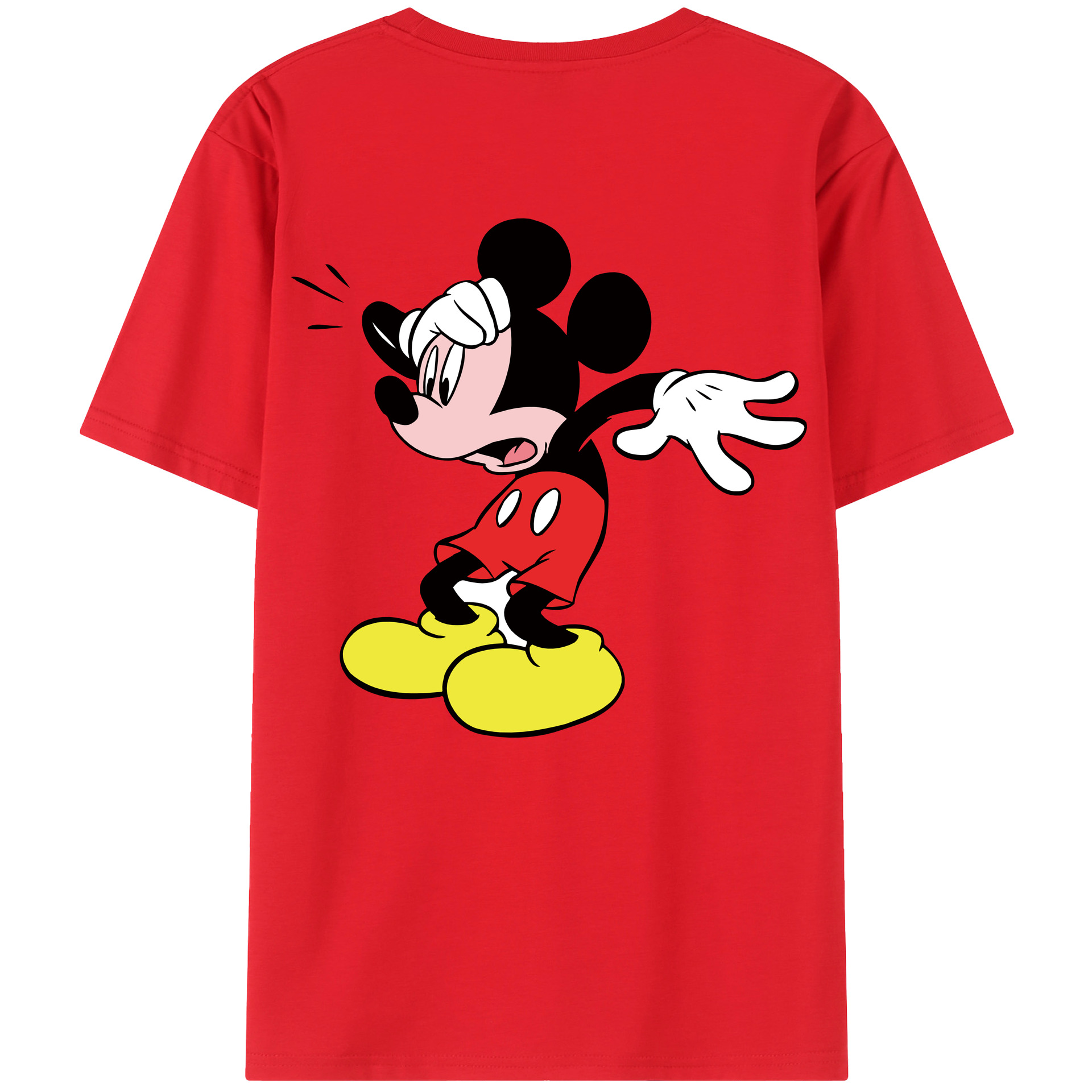 ミッキーマウス Mickey Mouse 綿100％ メンズ半袖Tシャツ（バックプリント） 通気性