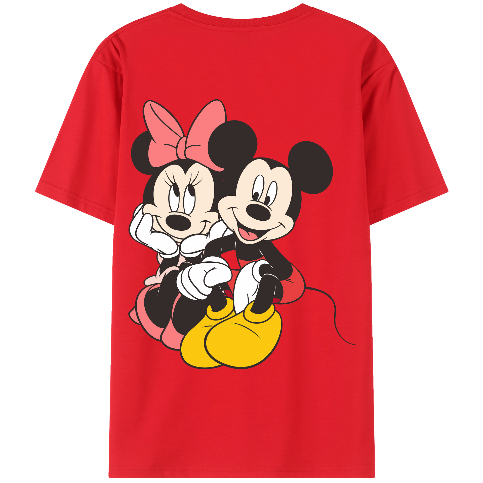ミッキーマウス Mickey Mouse 綿100％ メンズ半袖Tシャツ（バックプリント） 通気性