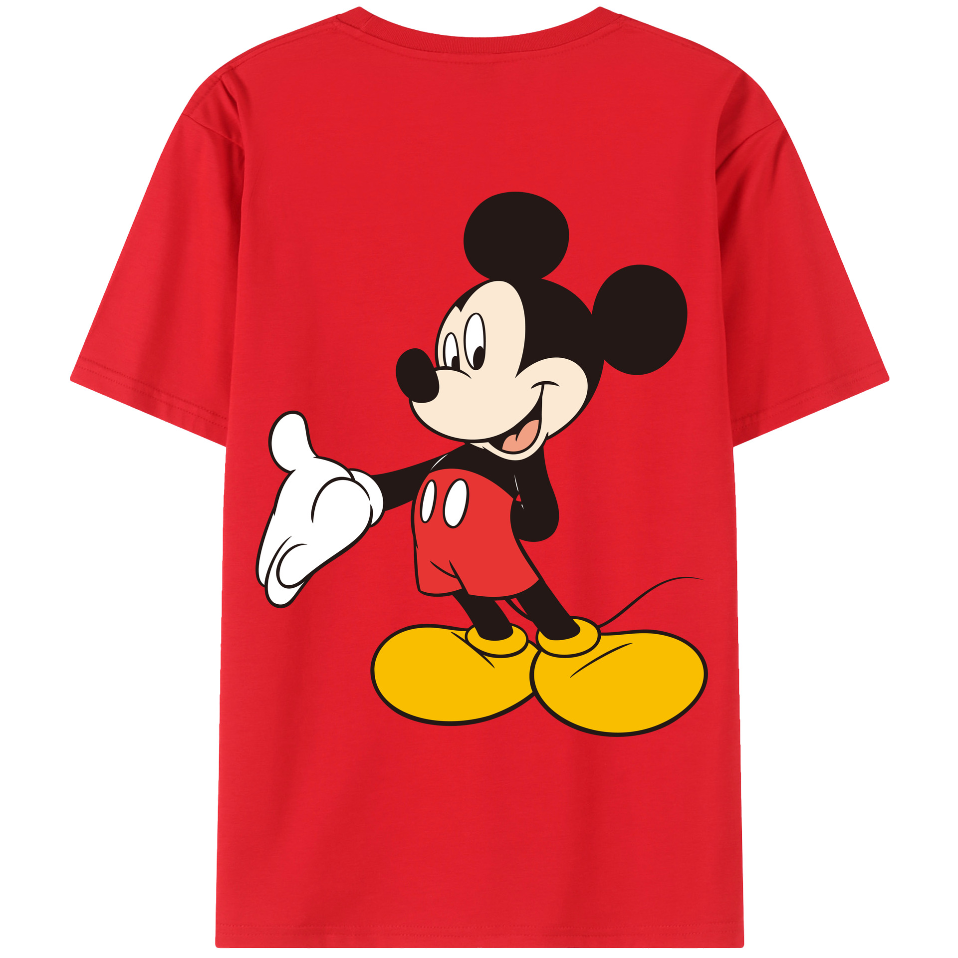 ミッキーマウス Mickey Mouse 綿100％ メンズ半袖Tシャツ（バックプリント） 通気性