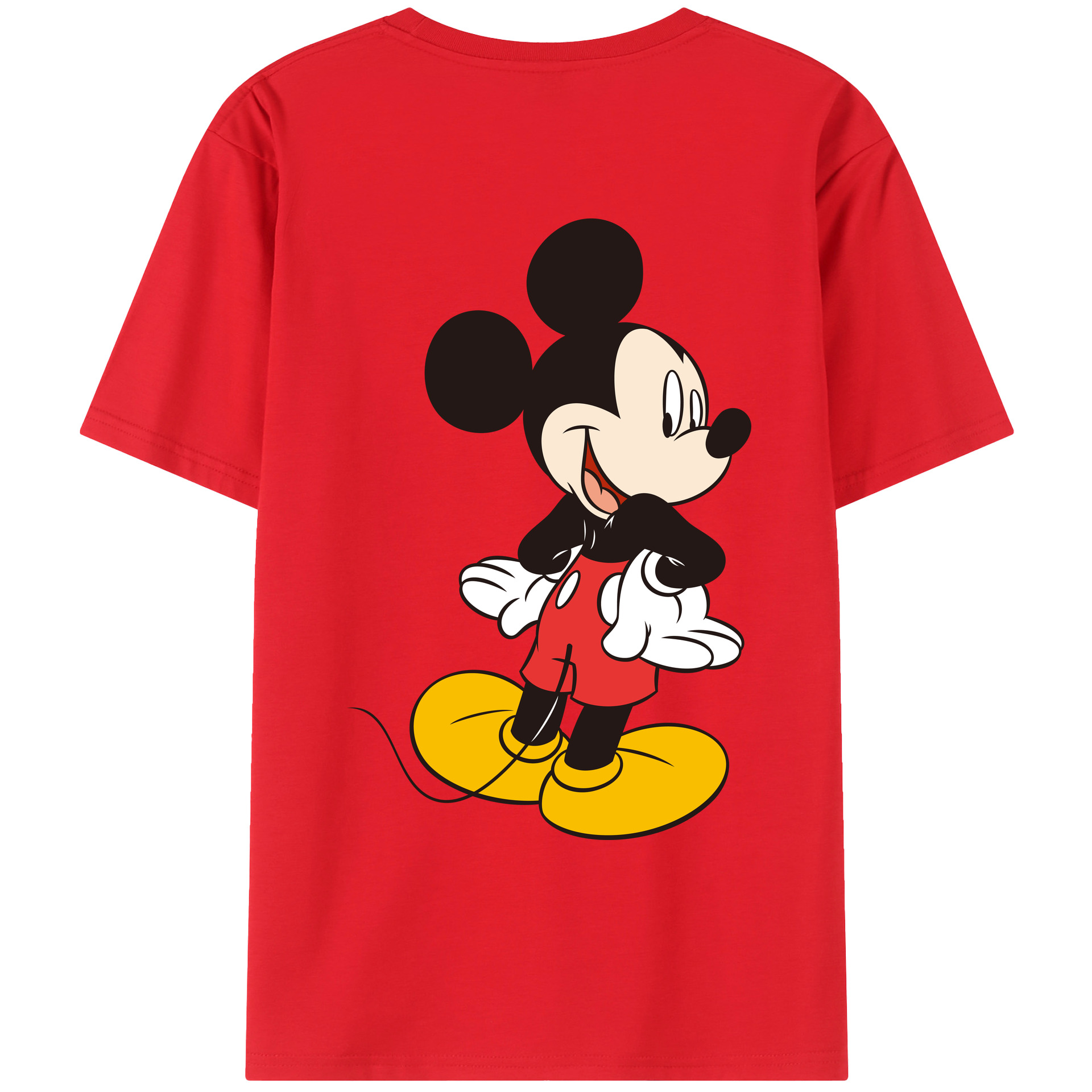 ミッキーマウス Mickey Mouse 綿100％ メンズ半袖Tシャツ（バックプリント） 通気性