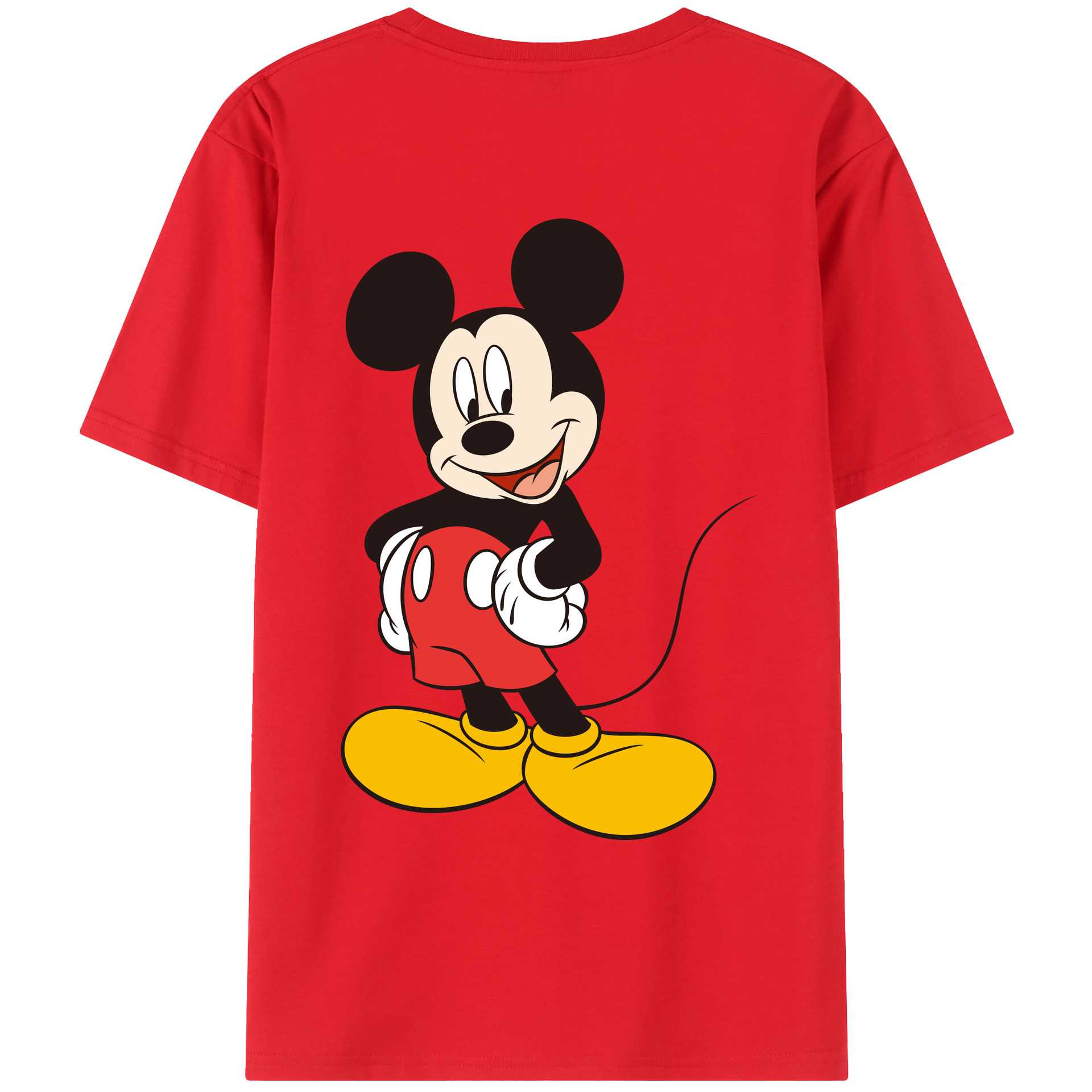 ミッキーマウス Mickey Mouse 綿100％ メンズ半袖Tシャツ（バックプリント） 通気性