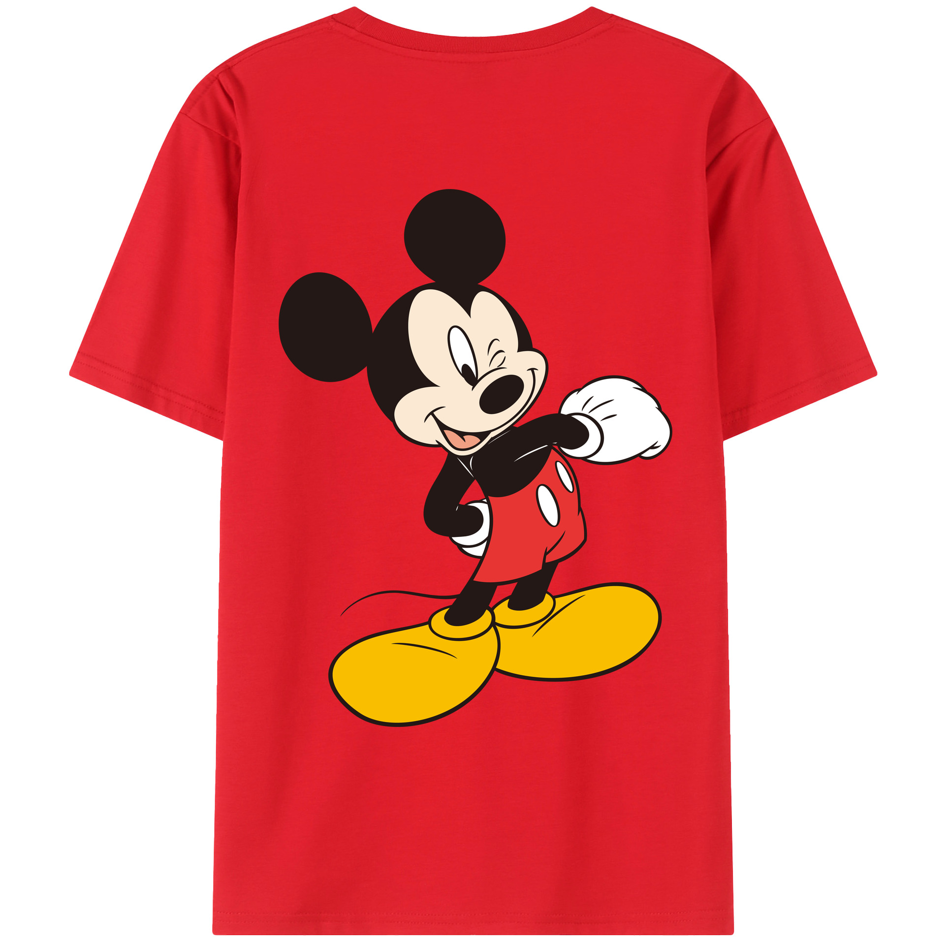 ミッキーマウス Mickey Mouse 綿100％ メンズ半袖Tシャツ（バックプリント） 通気性