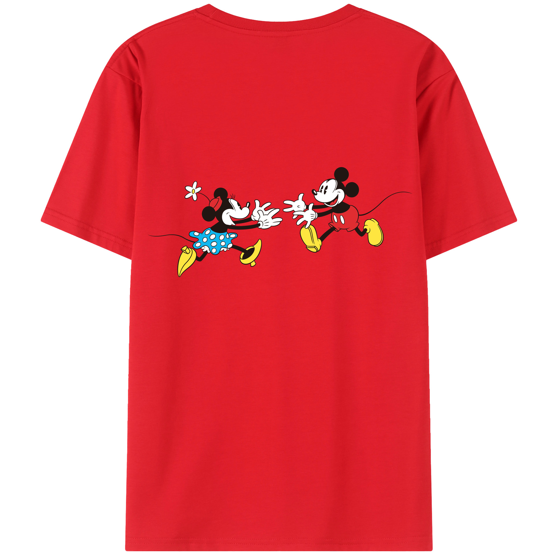 ミッキーマウス Mickey Mouse 綿100％ メンズ半袖Tシャツ（バックプリント） 通気性