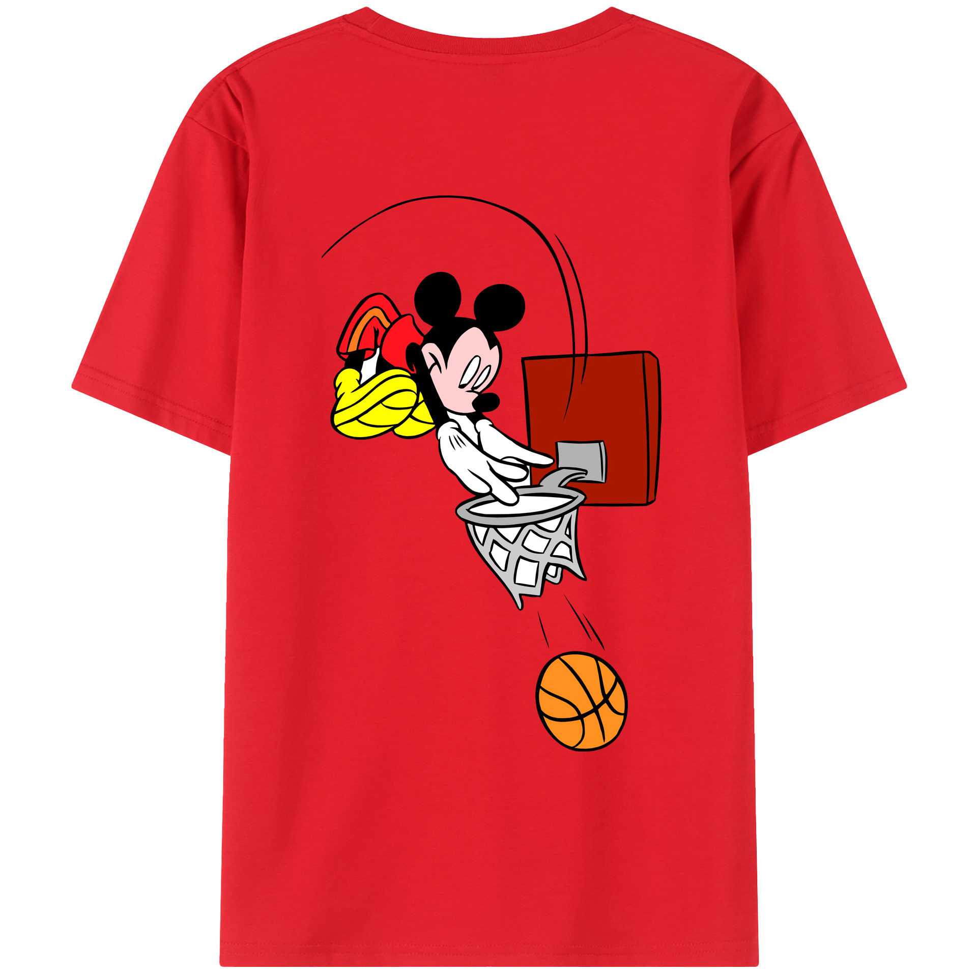 ミッキーマウス Mickey Mouse 綿100％ メンズ半袖Tシャツ（バックプリント） 通気性