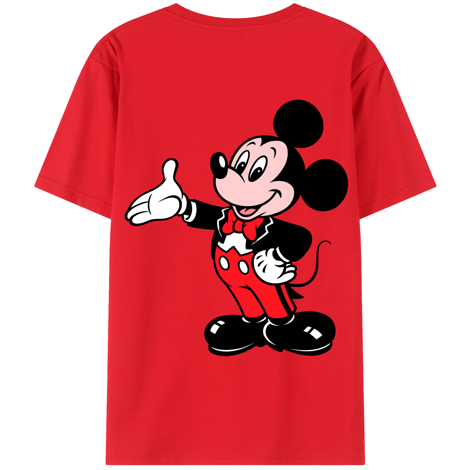 ミッキーマウス Mickey Mouse 綿100％ メンズ半袖Tシャツ（バックプリント） 通気性