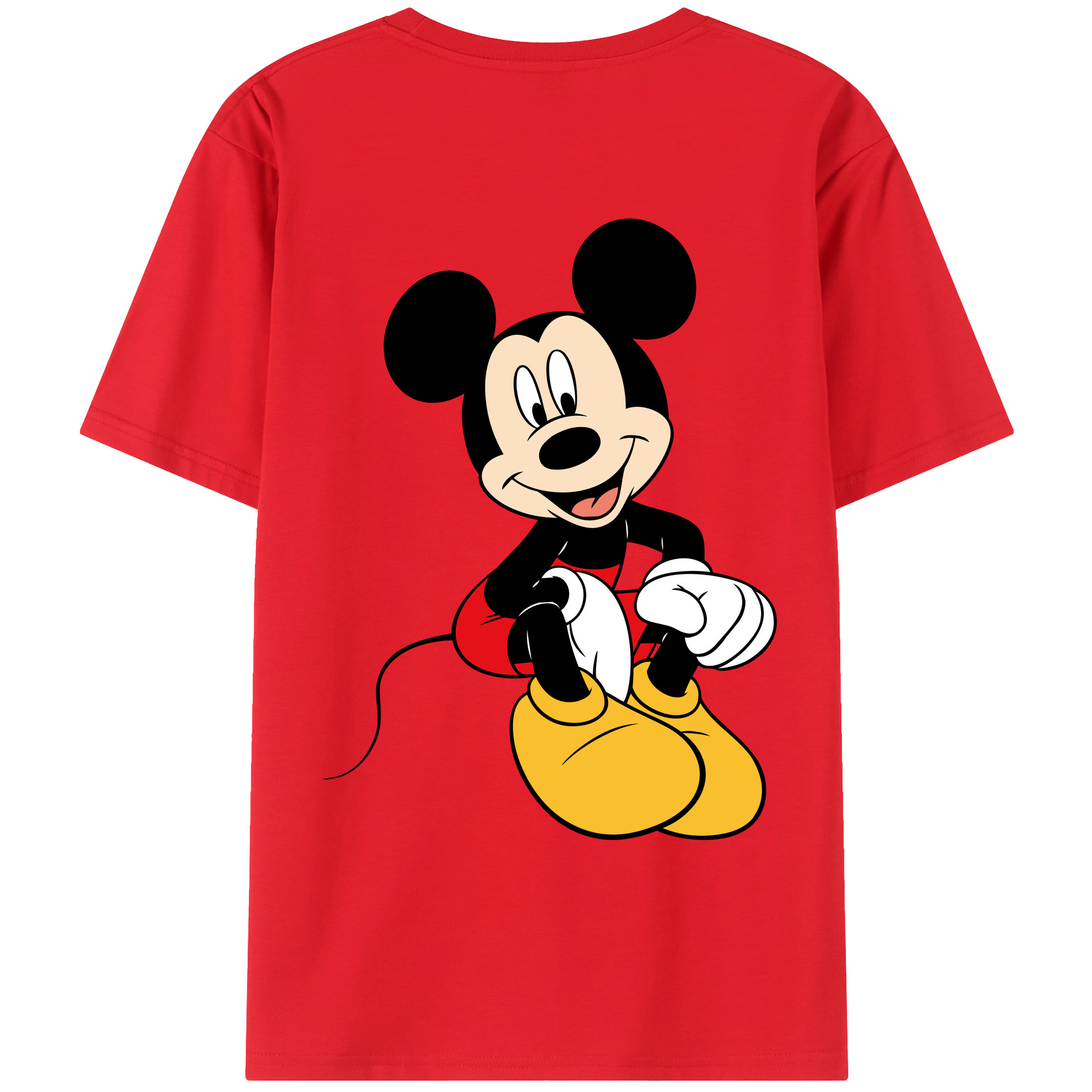 ミッキーマウス Mickey Mouse 綿100％ メンズ半袖Tシャツ（バックプリント） 通気性