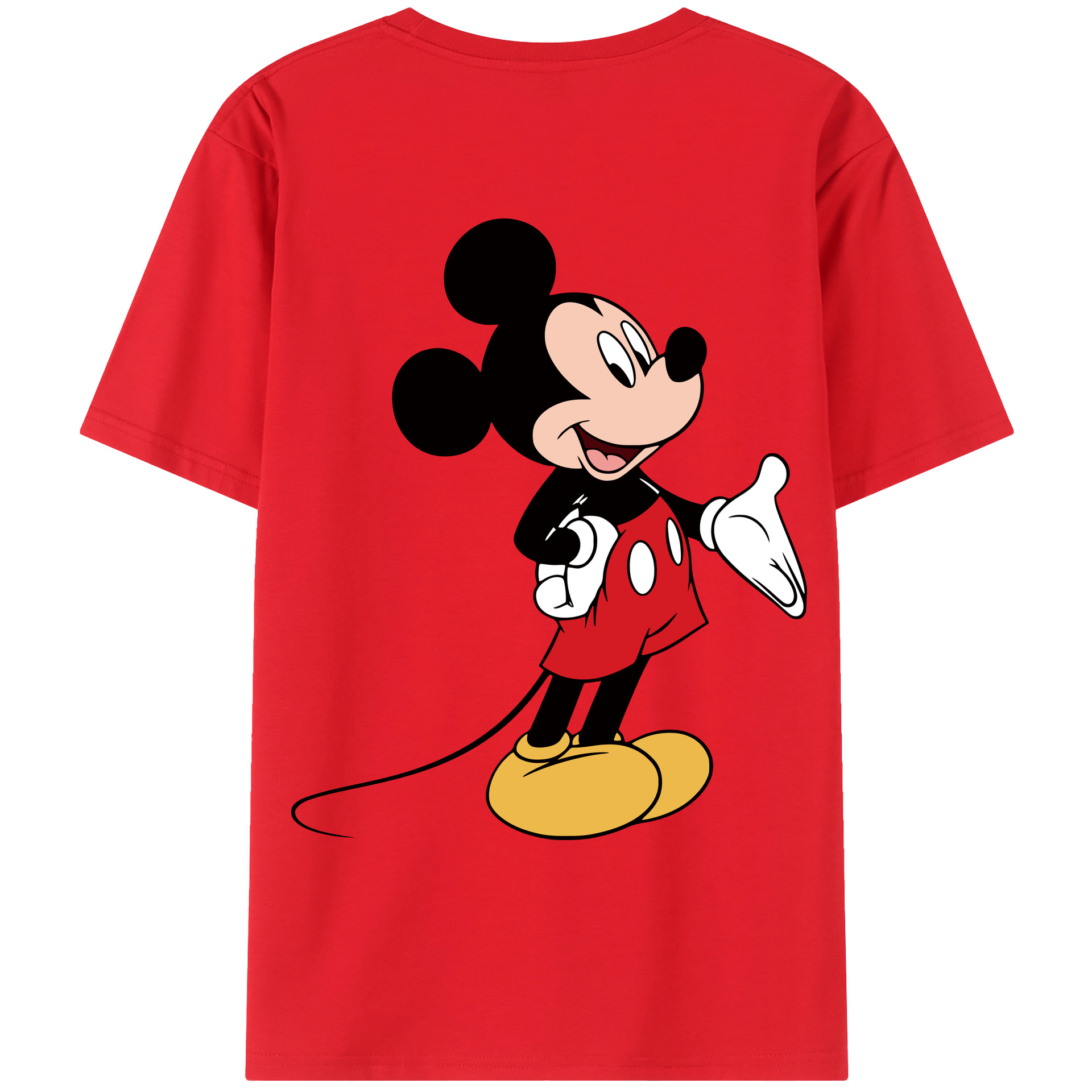 ミッキーマウス Mickey Mouse 綿100％ メンズ半袖Tシャツ（バックプリント） 通気性