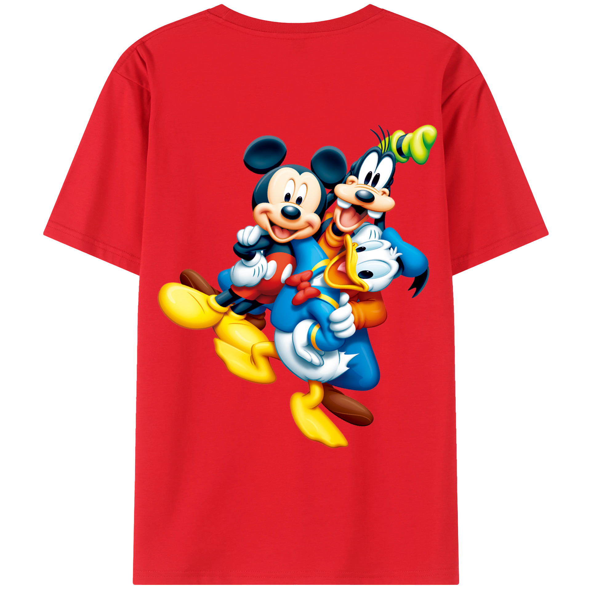 ミッキーマウス Mickey Mouse 綿100％ メンズ半袖Tシャツ（バックプリント） 通気性
