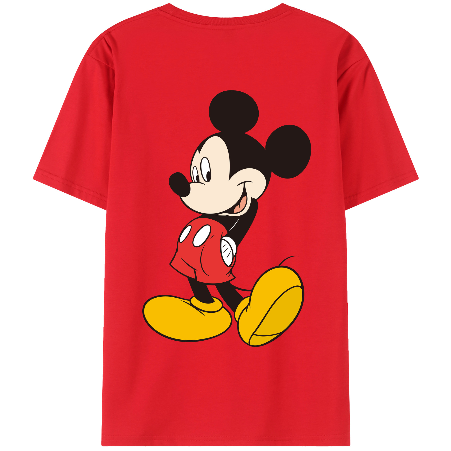 ミッキーマウス Mickey Mouse 綿100％ メンズ半袖Tシャツ（バックプリント） 通気性