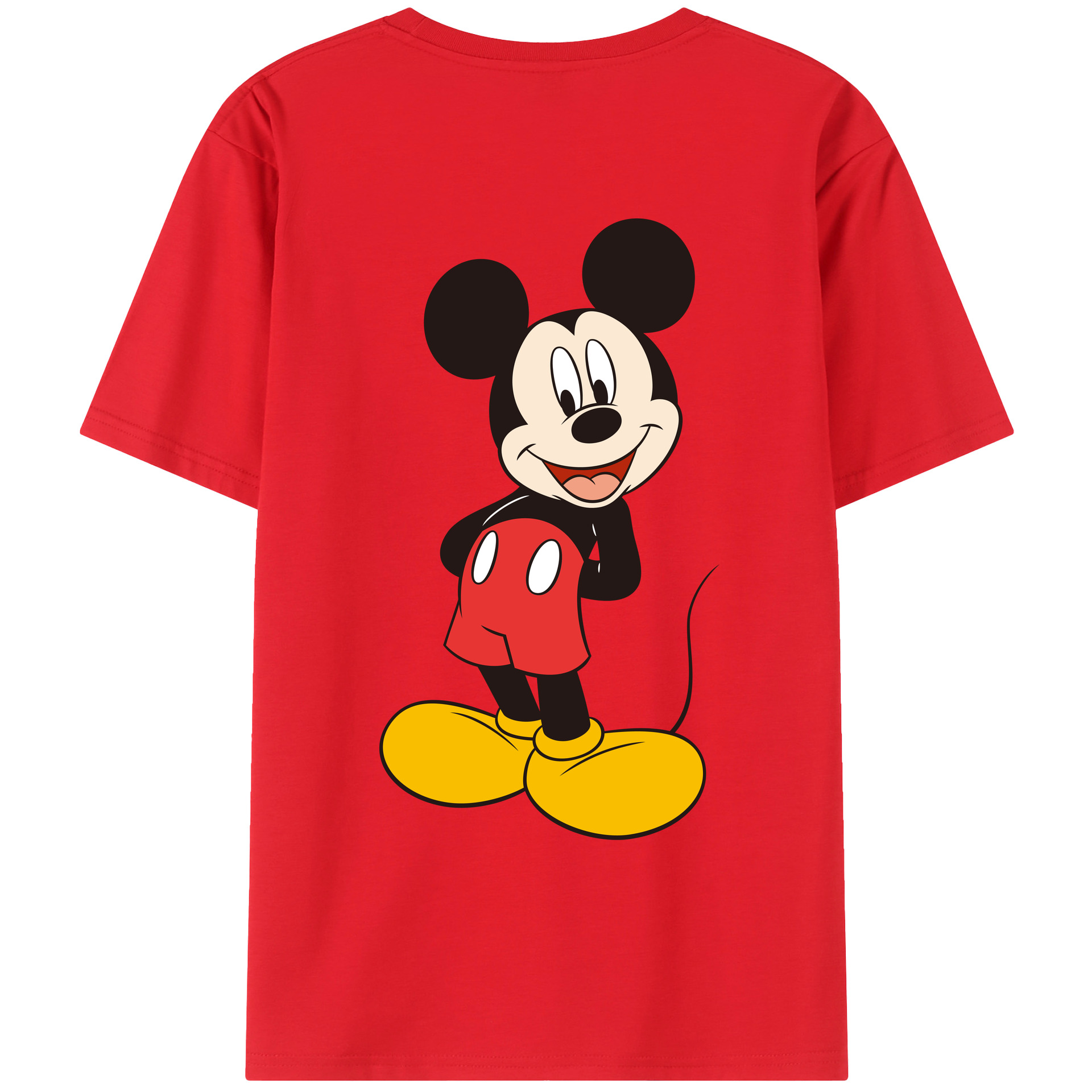 ミッキーマウス Mickey Mouse 綿100％ メンズ半袖Tシャツ（バックプリント） 通気性
