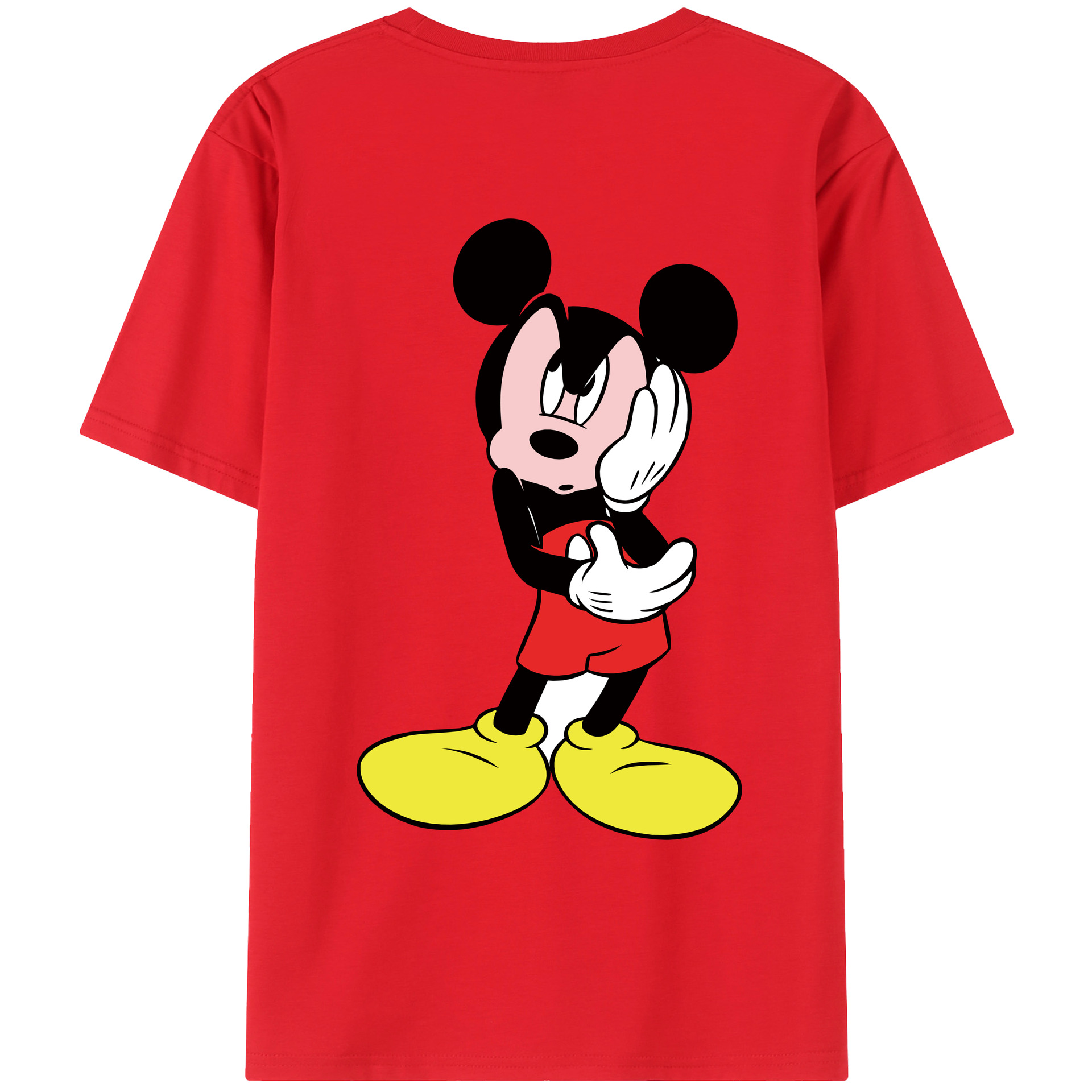ミッキーマウス Mickey Mouse 綿100％ メンズ半袖Tシャツ（バックプリント） 通気性
