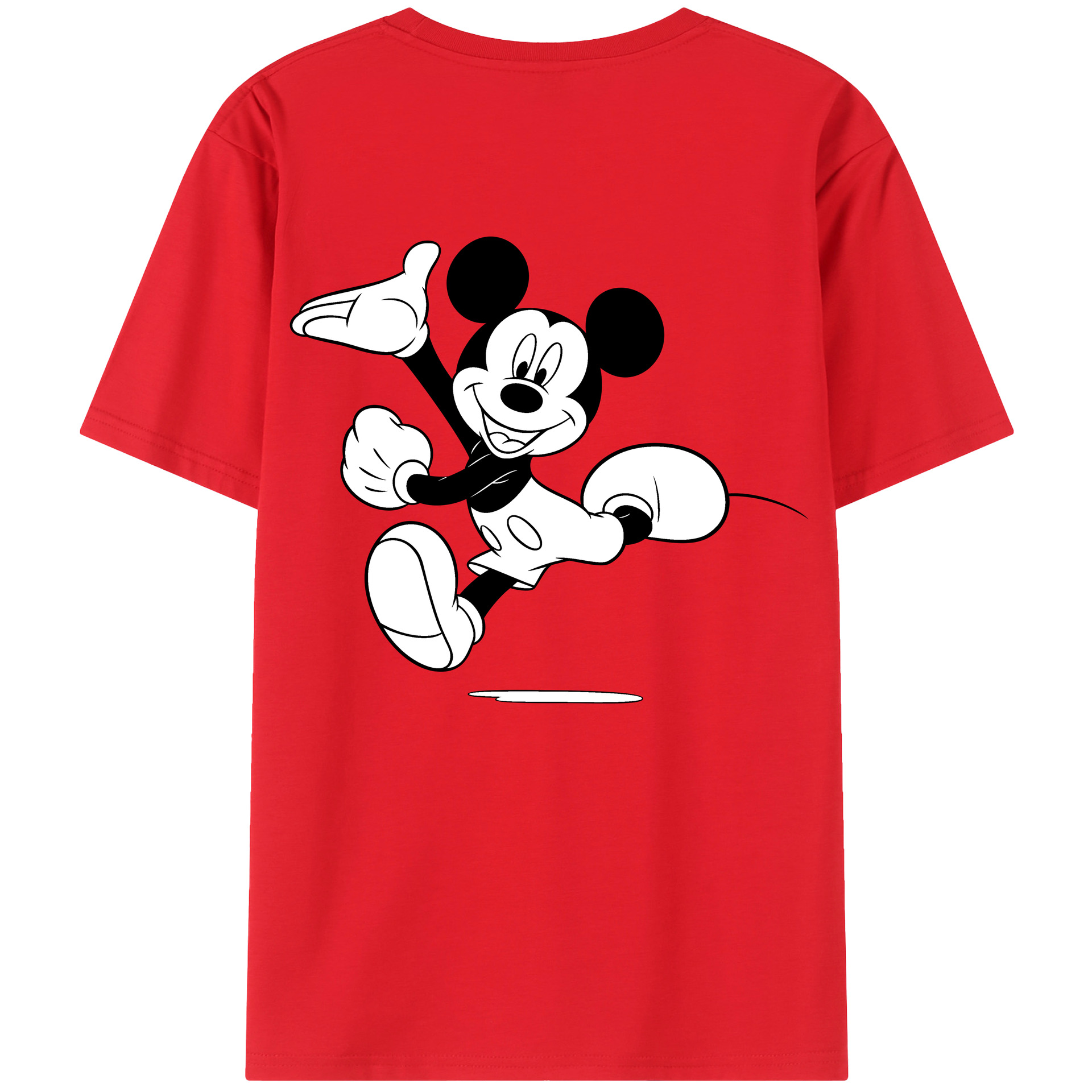 ミッキーマウス Mickey Mouse 綿100％ メンズ半袖Tシャツ（バックプリント） 通気性