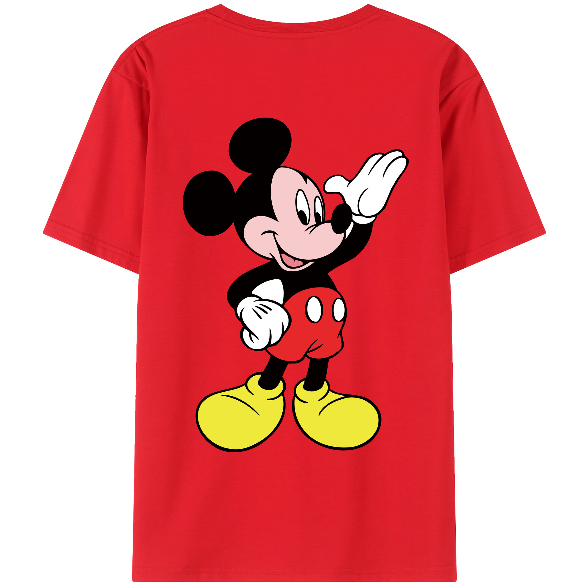ミッキーマウス Mickey Mouse 綿100％ メンズ半袖Tシャツ（バックプリント） 通気性