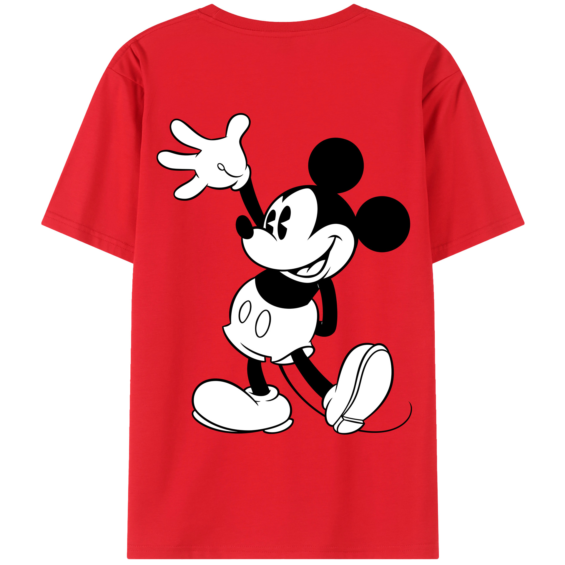 ミッキーマウス Mickey Mouse 綿100％ メンズ半袖Tシャツ（バックプリント） 通気性