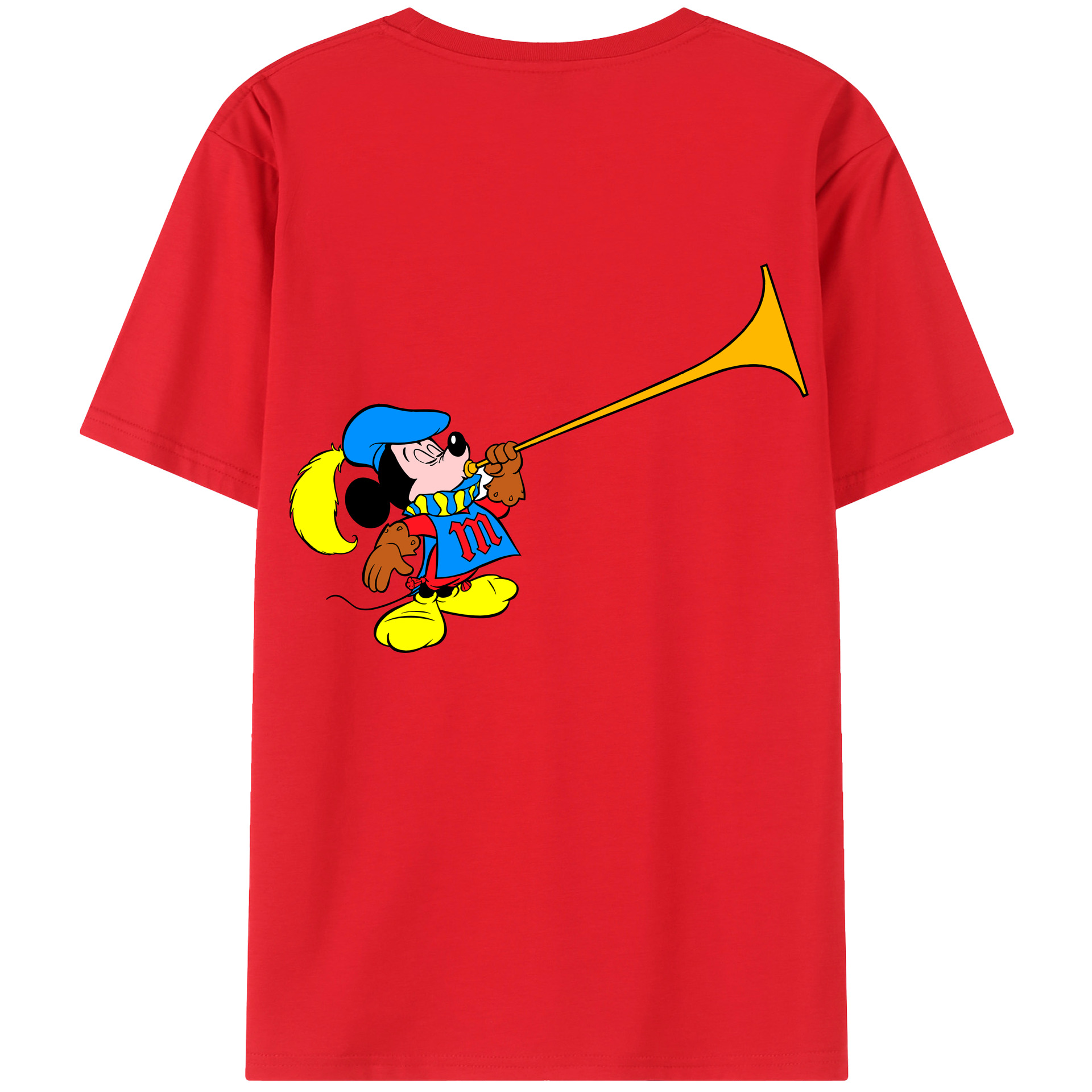 ミッキーマウス Mickey Mouse 綿100％ メンズ半袖Tシャツ（バックプリント） 通気性