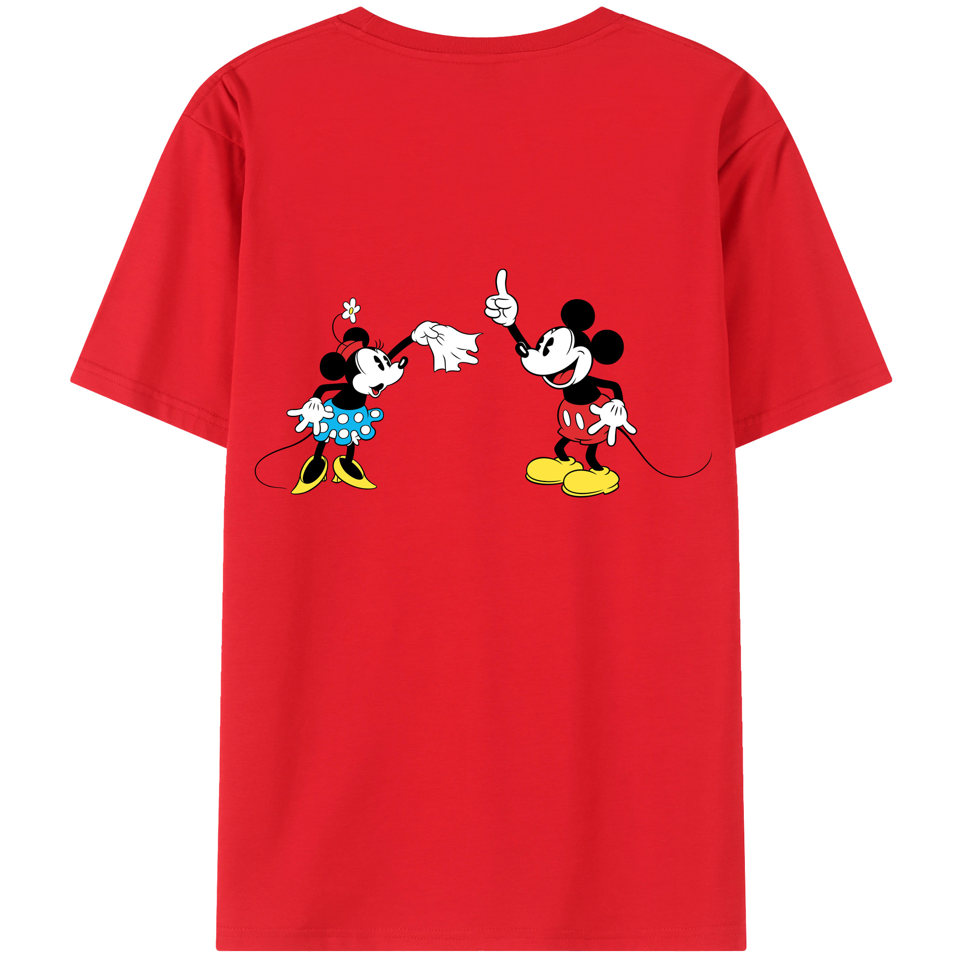ミッキーマウス Mickey Mouse 綿100％ メンズ半袖Tシャツ（バックプリント） 通気性