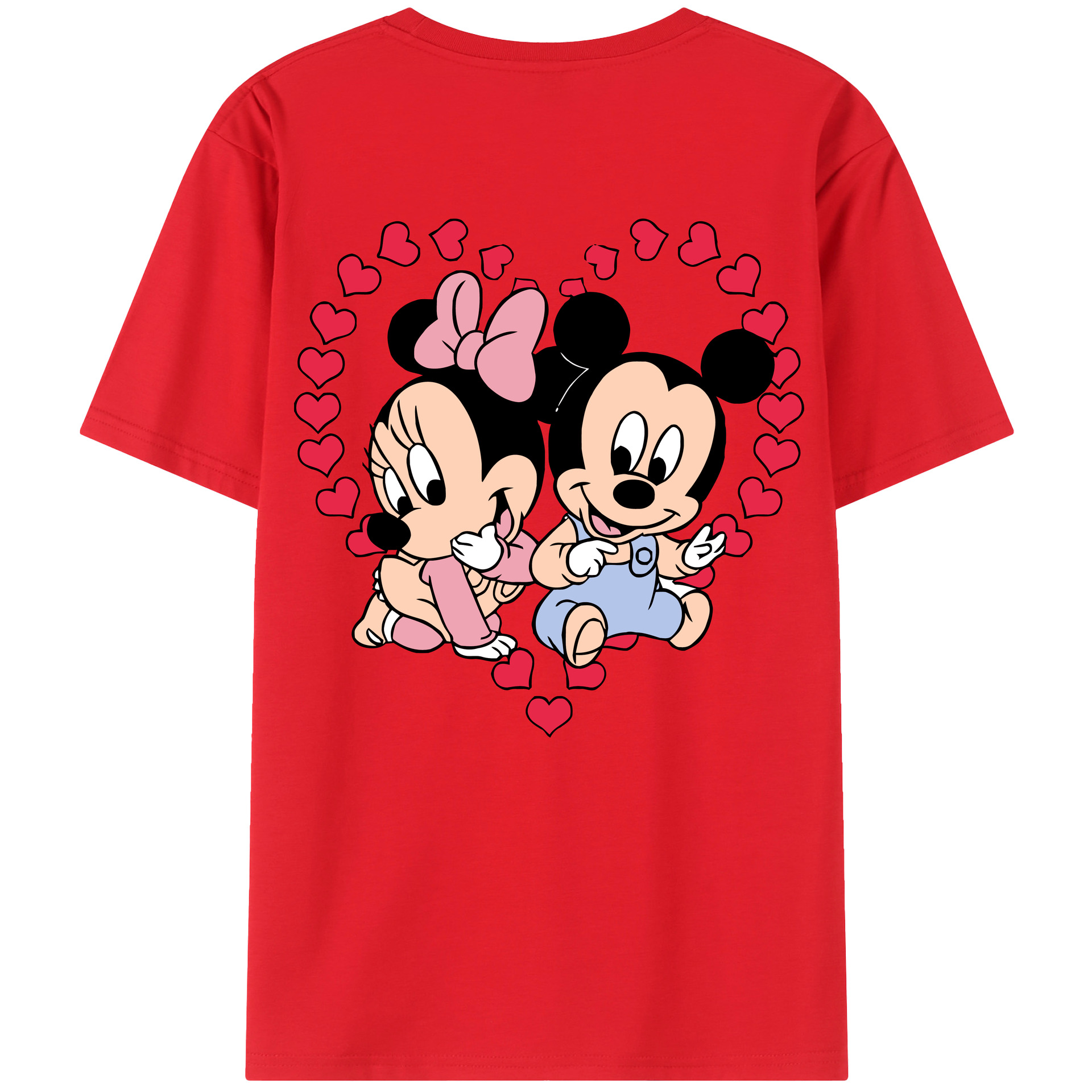 ミッキーマウス Mickey Mouse 綿100％ メンズ半袖Tシャツ（バックプリント） 通気性