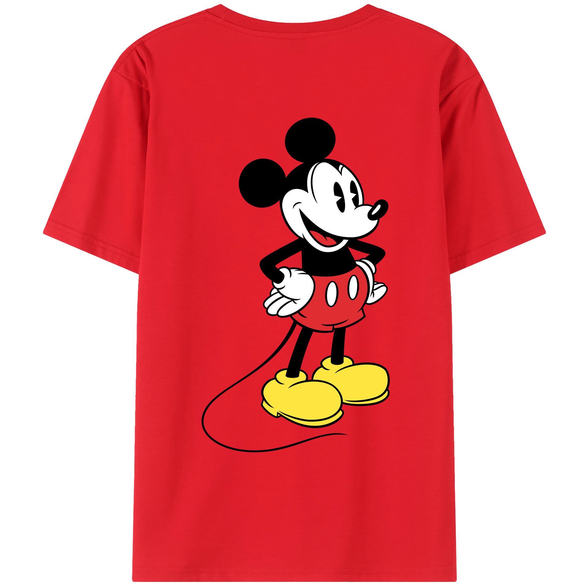 ミッキーマウス Mickey Mouse 綿100％ メンズ半袖Tシャツ（バックプリント） 通気性