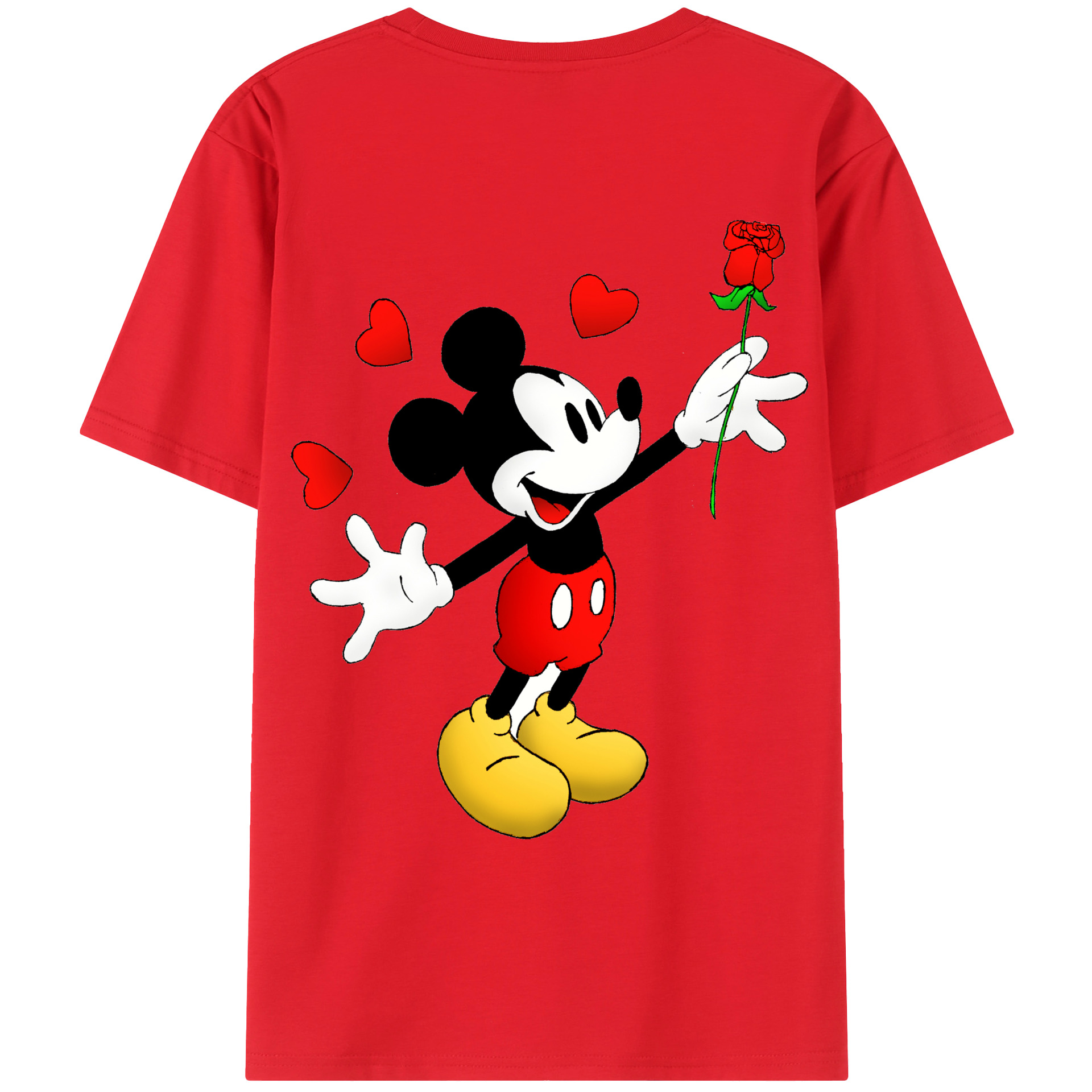 ミッキーマウス Mickey Mouse 綿100％ メンズ半袖Tシャツ（バックプリント） 通気性