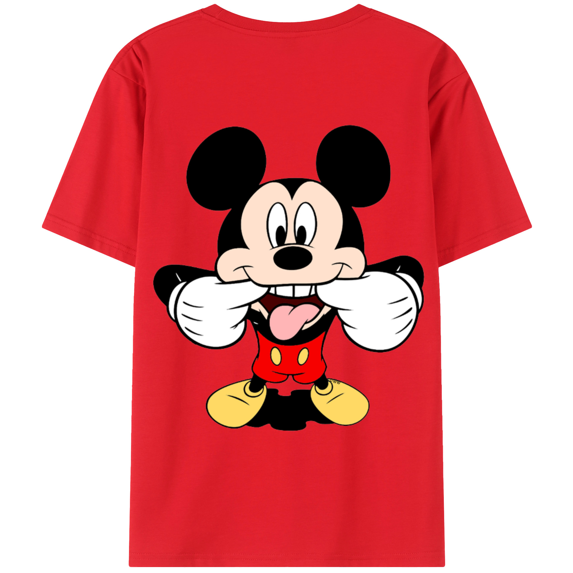 ミッキーマウス Mickey Mouse 綿100％ メンズ半袖Tシャツ（バックプリント） 通気性