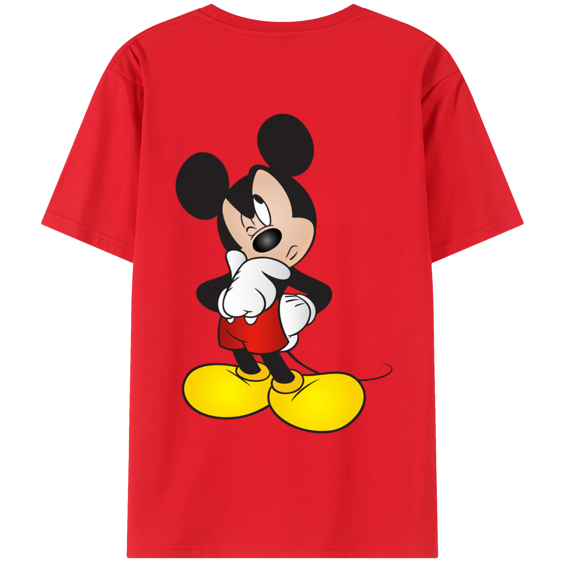 ミッキーマウス Mickey Mouse 綿100％ メンズ半袖Tシャツ（バックプリント） 通気性