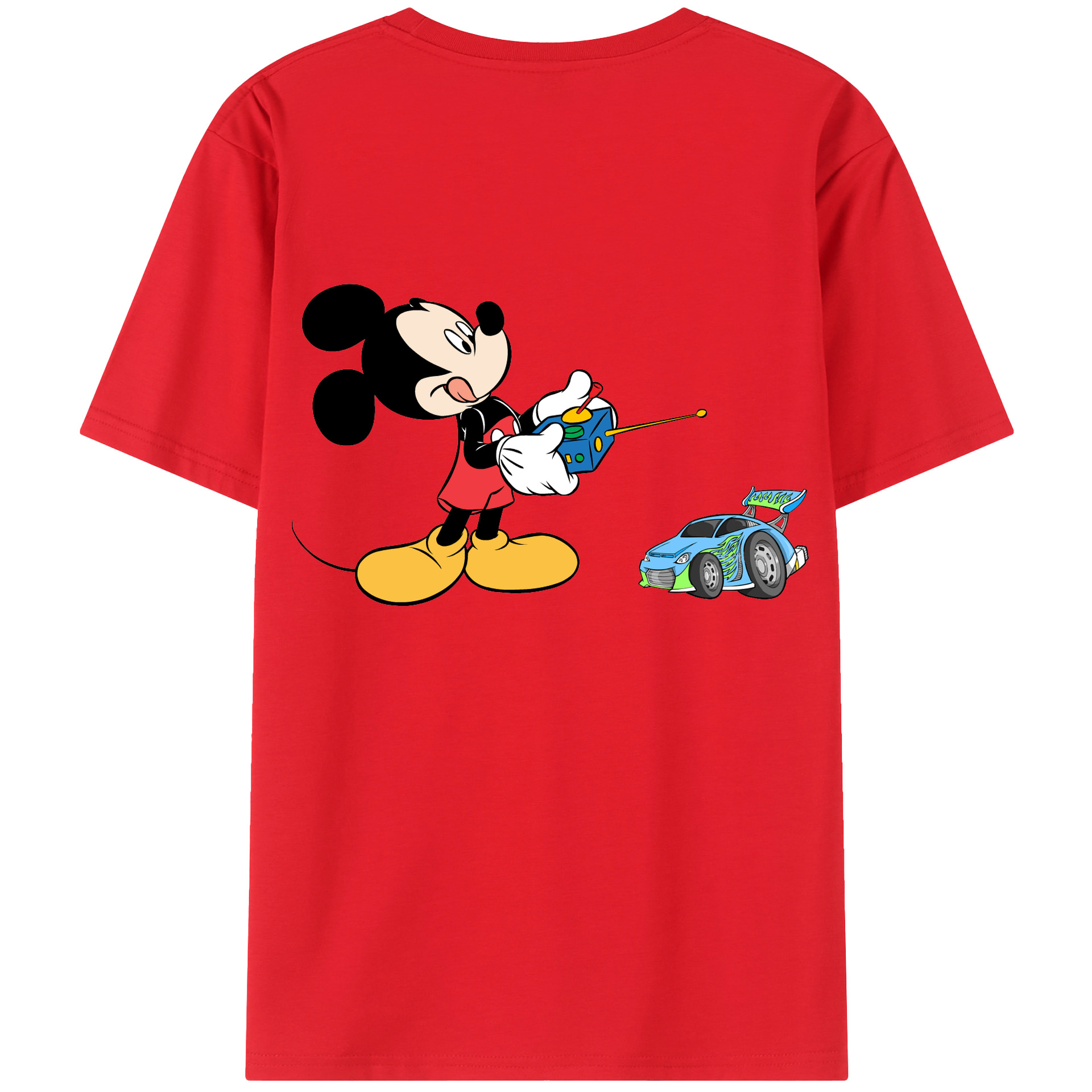 ミッキーマウス Mickey Mouse 綿100％ メンズ半袖Tシャツ（バックプリント） 通気性