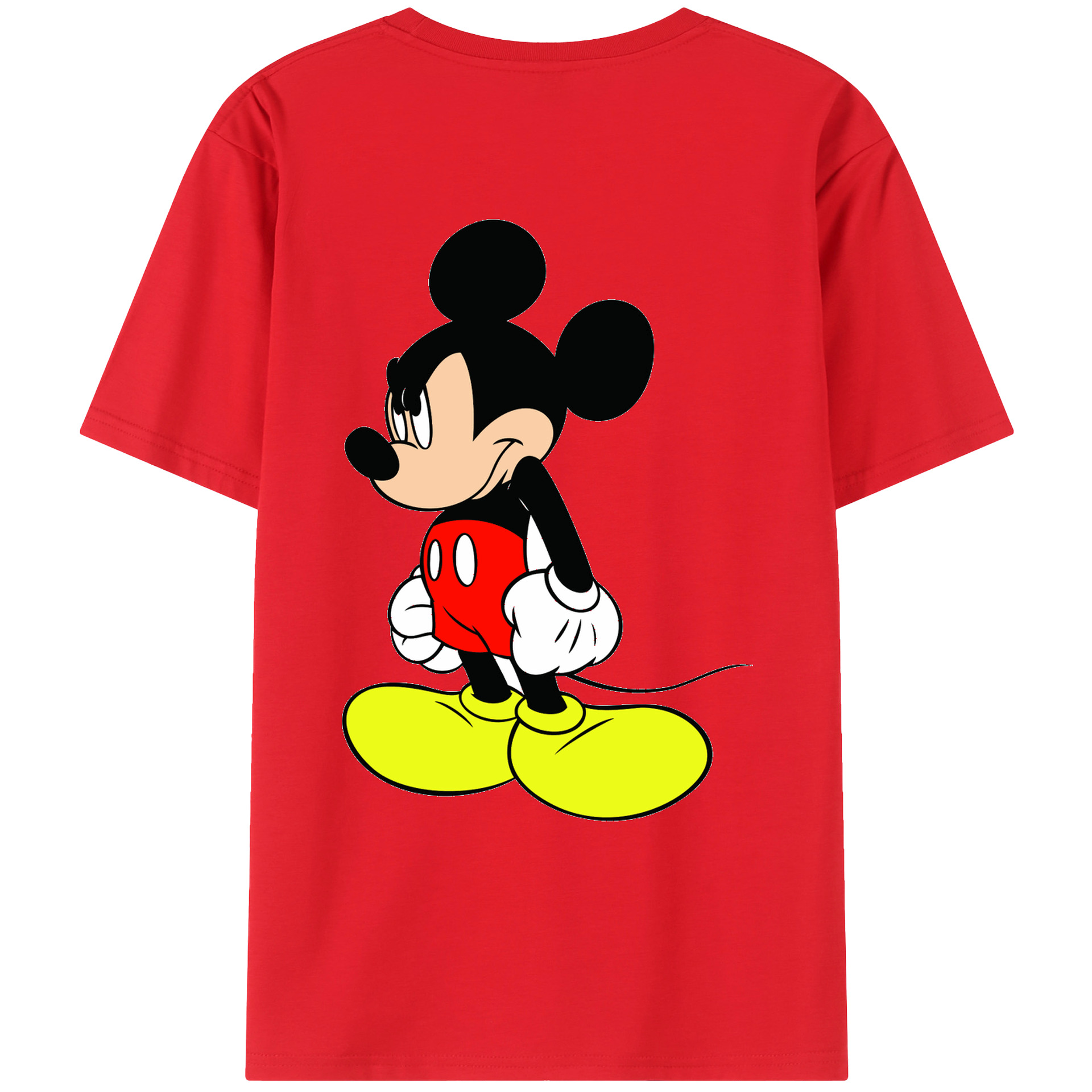 ミッキーマウス Mickey Mouse 綿100％ メンズ半袖Tシャツ（バックプリント） 通気性
