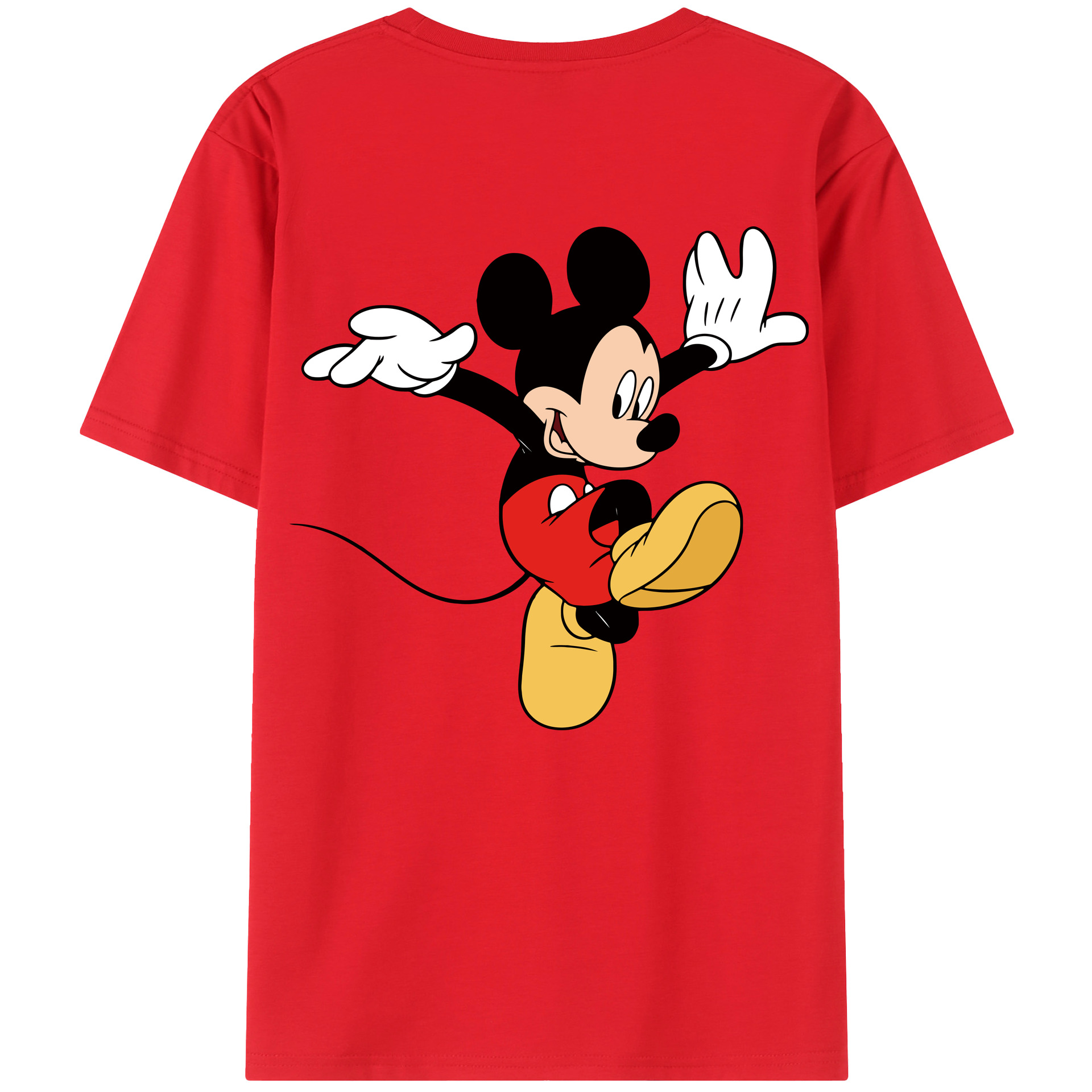 ミッキーマウス Mickey Mouse 綿100％ メンズ半袖Tシャツ（バックプリント） 通気性
