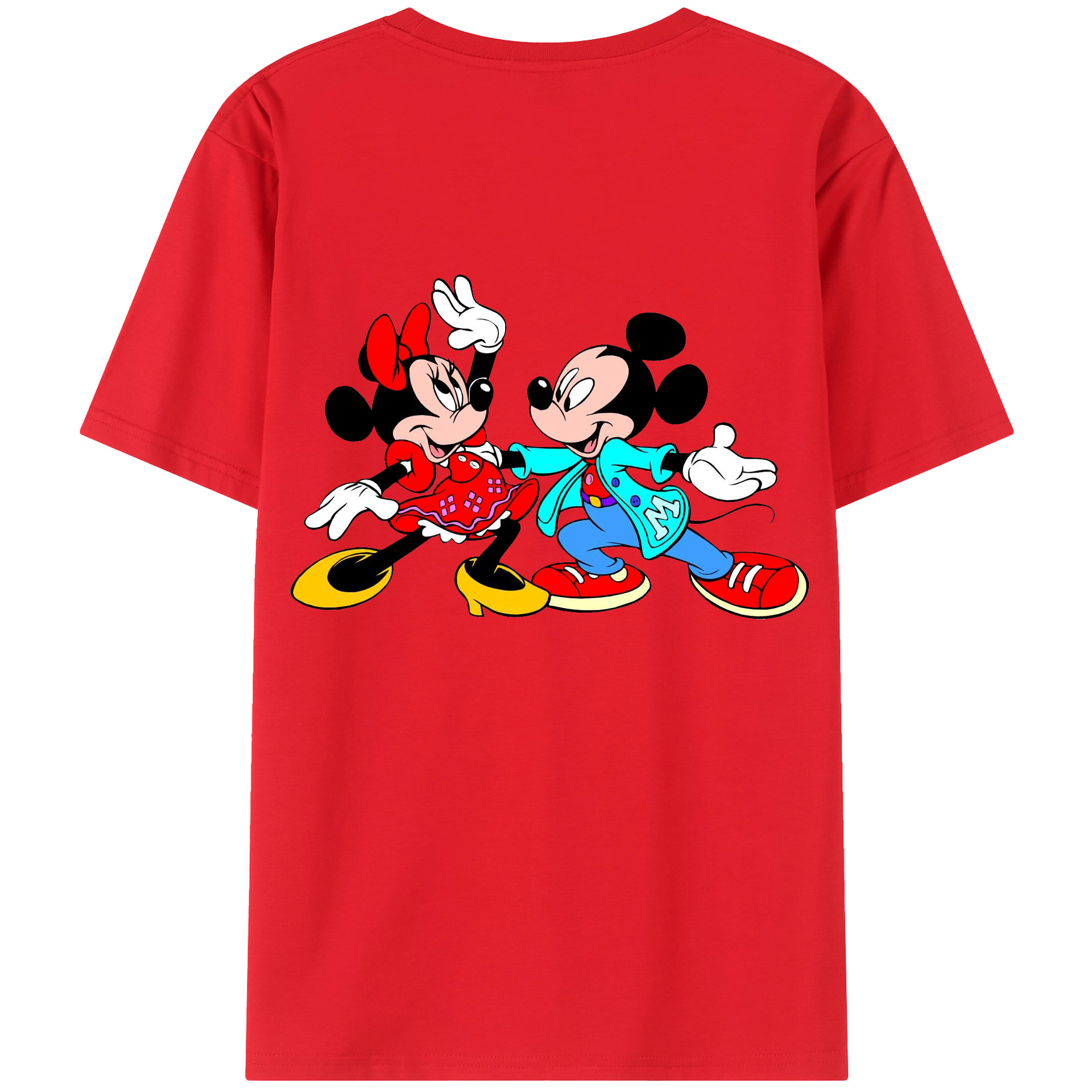 ミッキーマウス Mickey Mouse 綿100％ メンズ半袖Tシャツ（バックプリント） 通気性