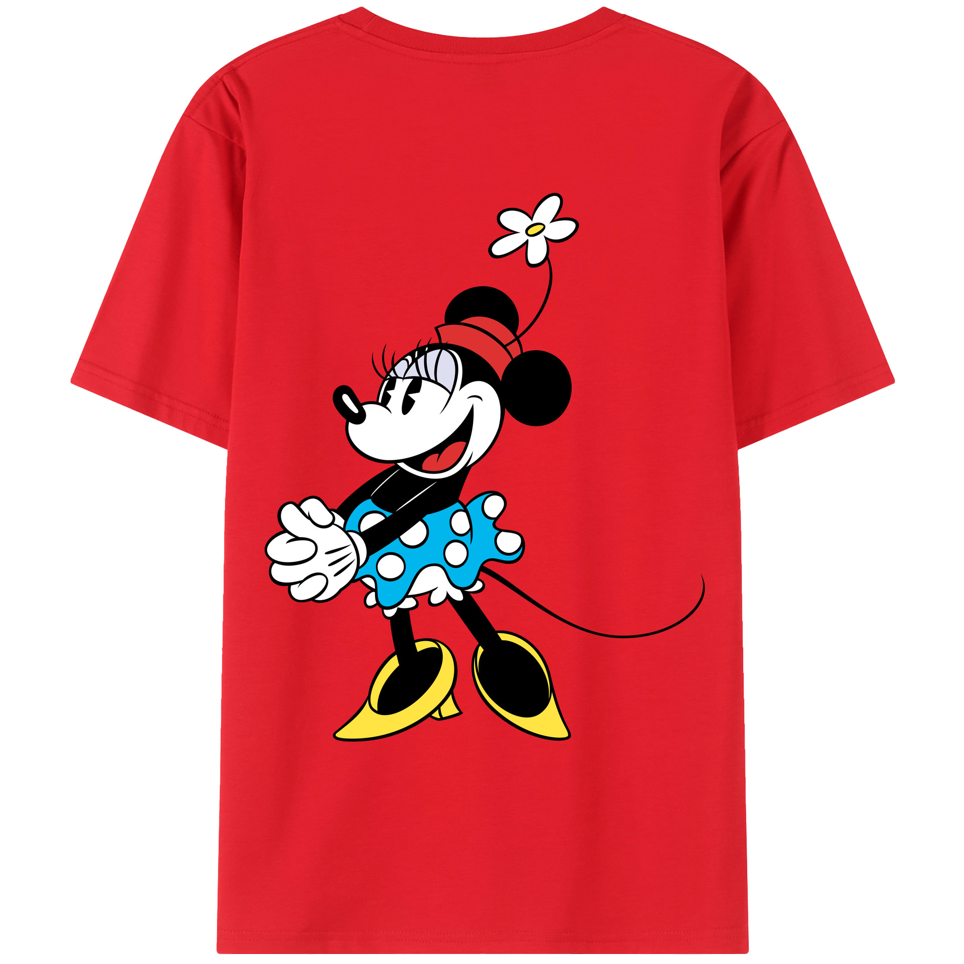 ミッキーマウス Mickey Mouse 綿100％ メンズ半袖Tシャツ（バックプリント） 通気性