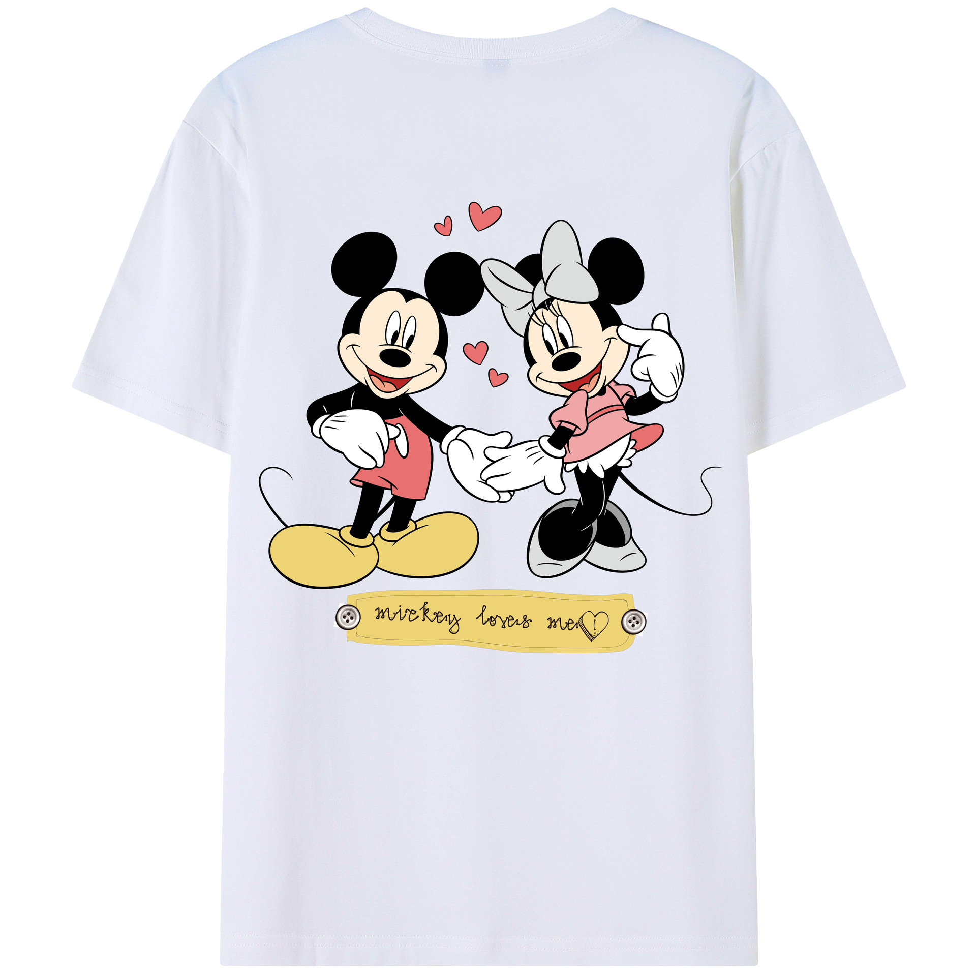 ミッキーマウス Mickey Mouse 綿100％ メンズ半袖Tシャツ（バックプリント） 通気性